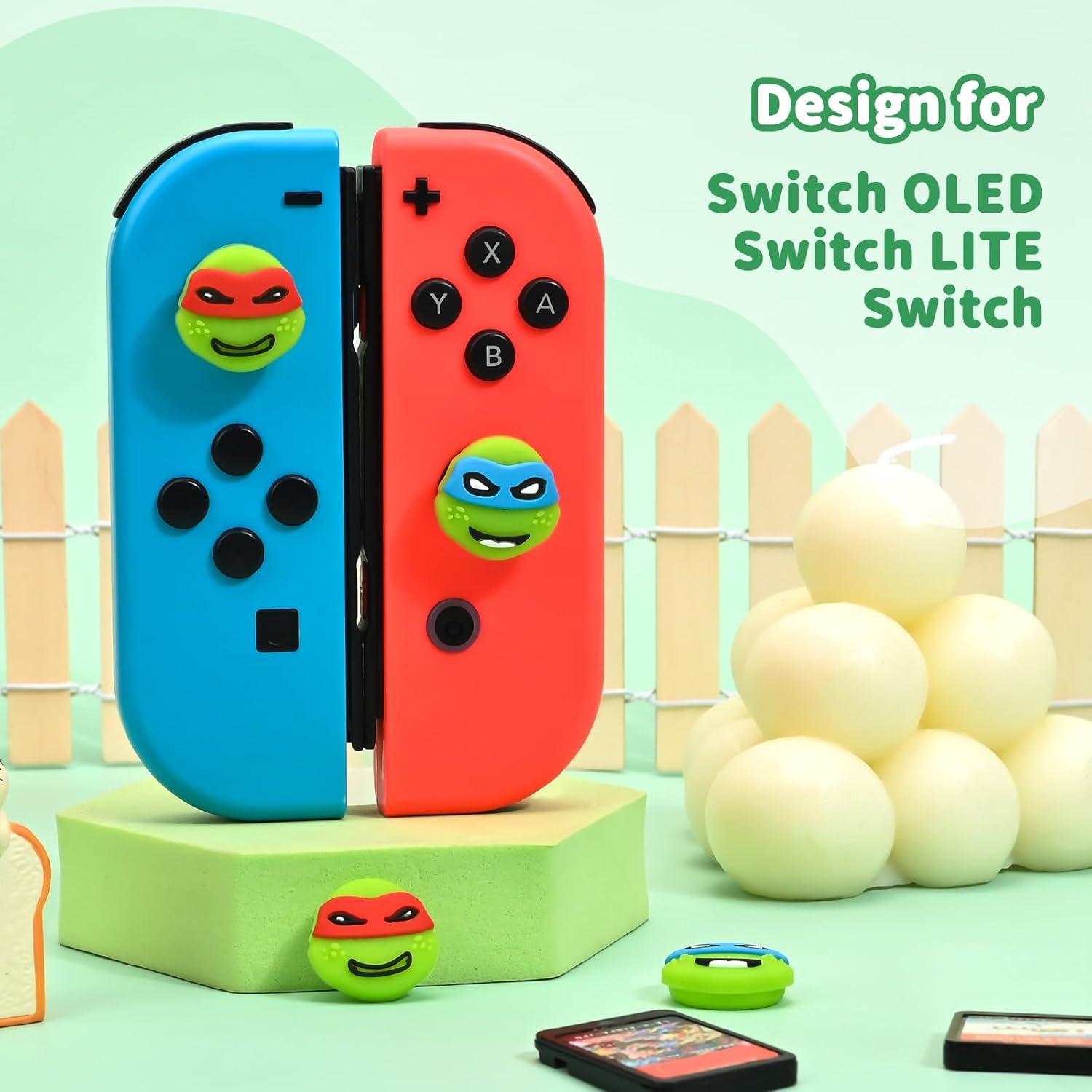 Tapas de agarre DLseego para Nintendo Switch - 4PCS Silicona Tortugas Verdes