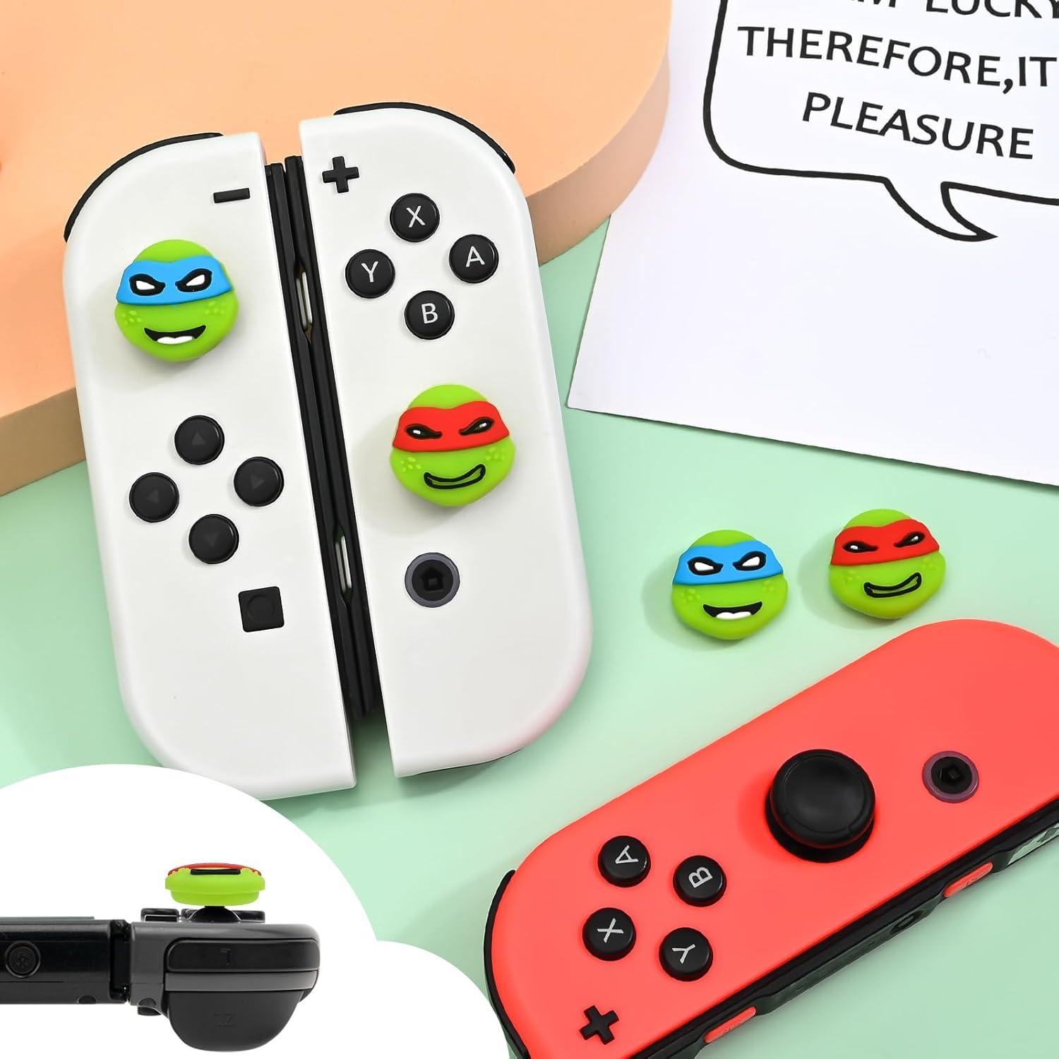 Tapas de agarre DLseego para Nintendo Switch - 4PCS Silicona Tortugas Verdes