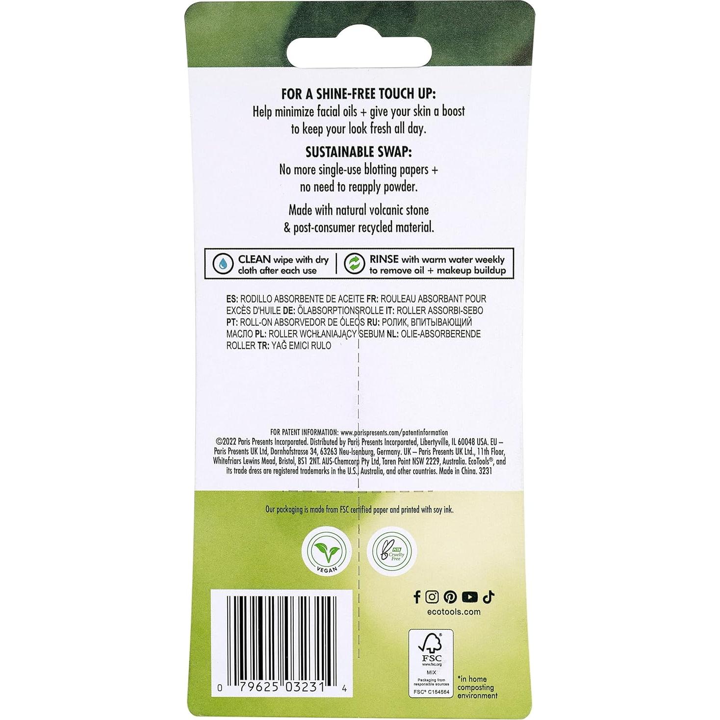 Rodillo Facial EcoTools de Piedra Volcánica Absorbente de Aceite