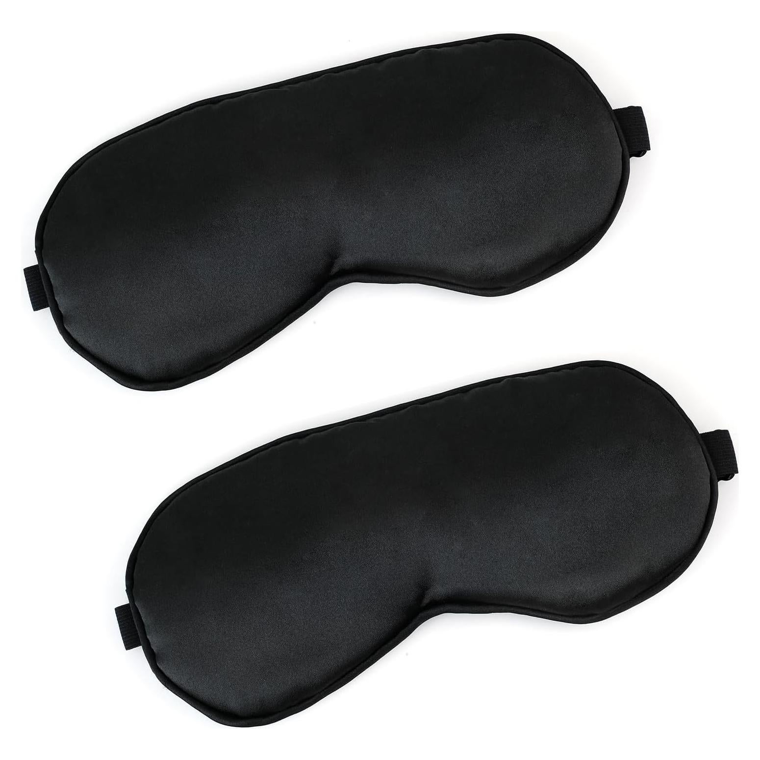 2 Máscaras de Sueño de Seda Negra Ajustables QIHOMPIB