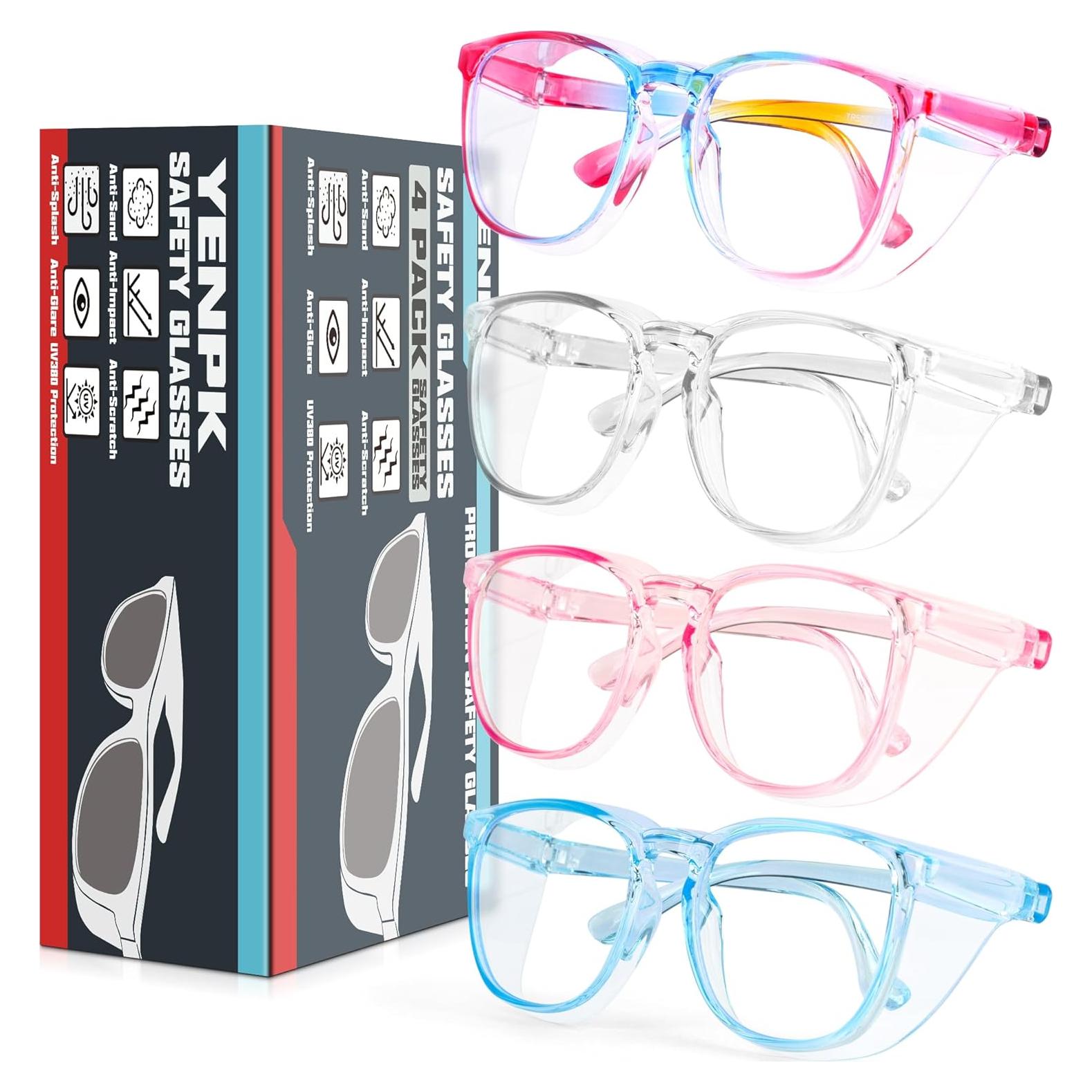 Paquete de 4 Gafas de Seguridad YENPK Anti Niebla UV Azul