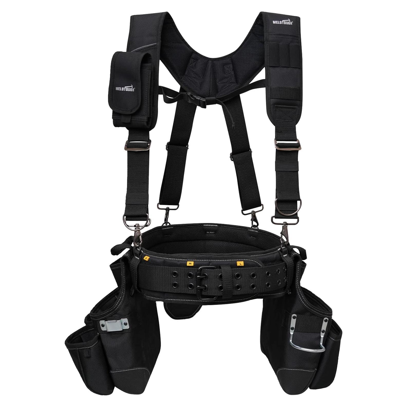 Cinturón de herramientas MELOTOUGH con tirantes y 26 bolsillos