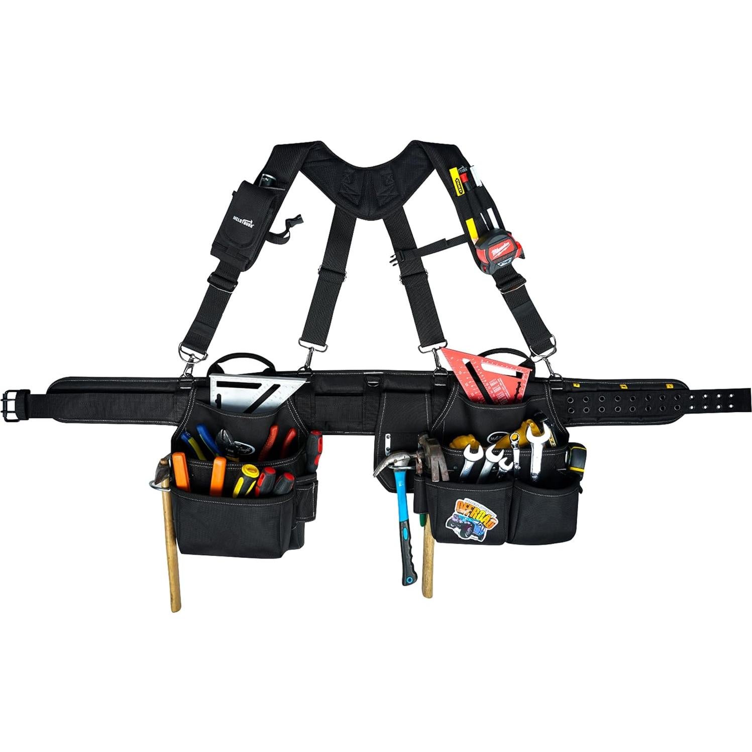 Cinturón de herramientas MELOTOUGH con tirantes y 26 bolsillos