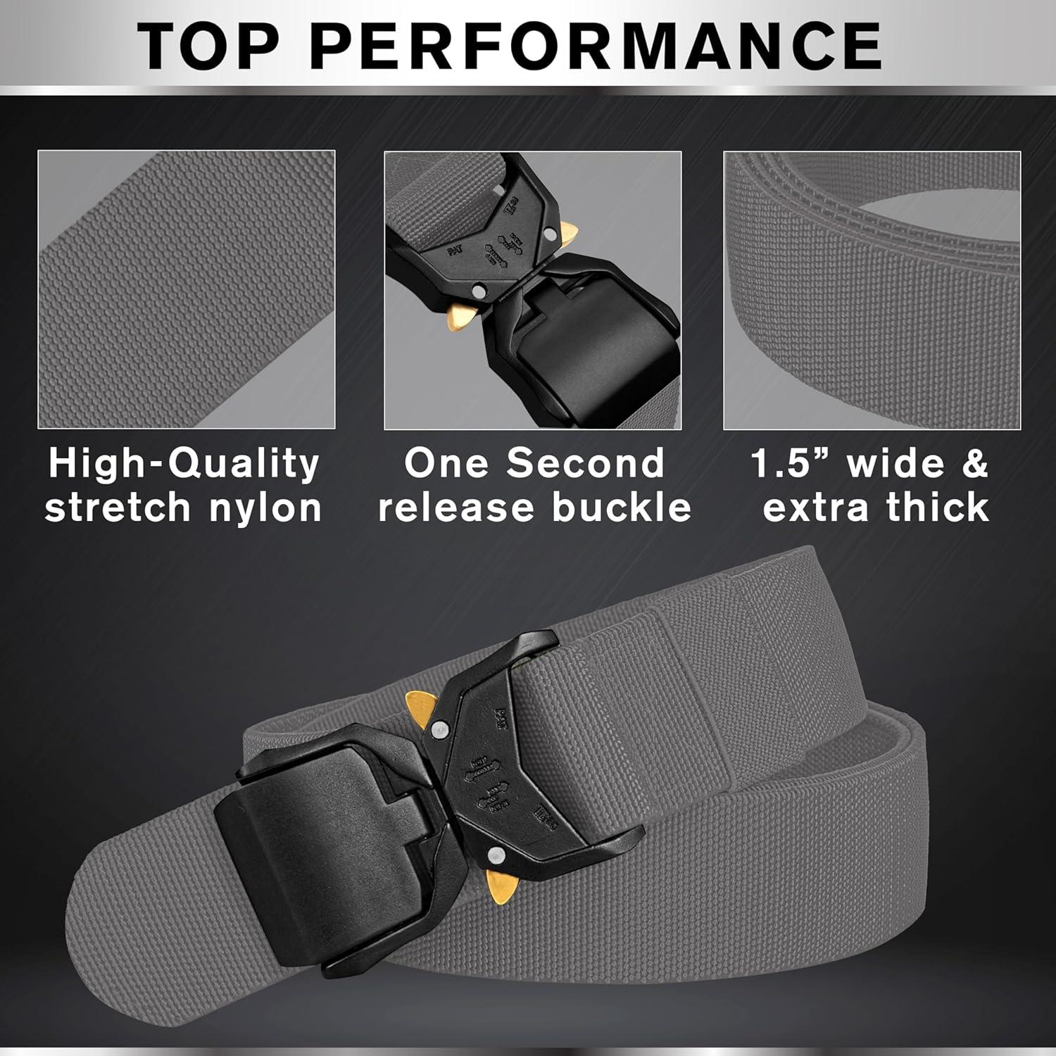 Cinturón Táctico TECEUM – Gris M – Nylon Resistente 91-107 cm