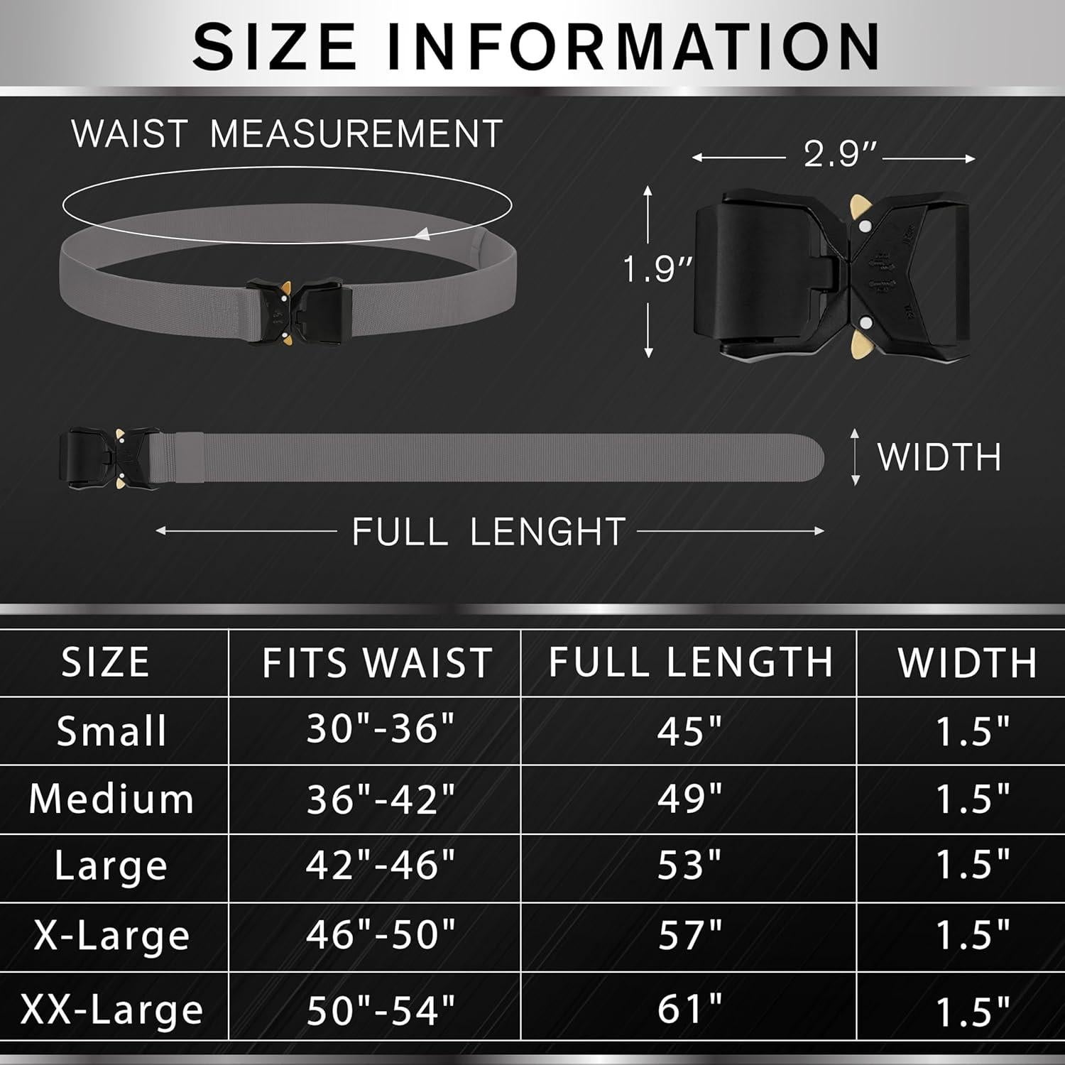 Cinturón Táctico TECEUM – Gris M – Nylon Resistente 91-107 cm