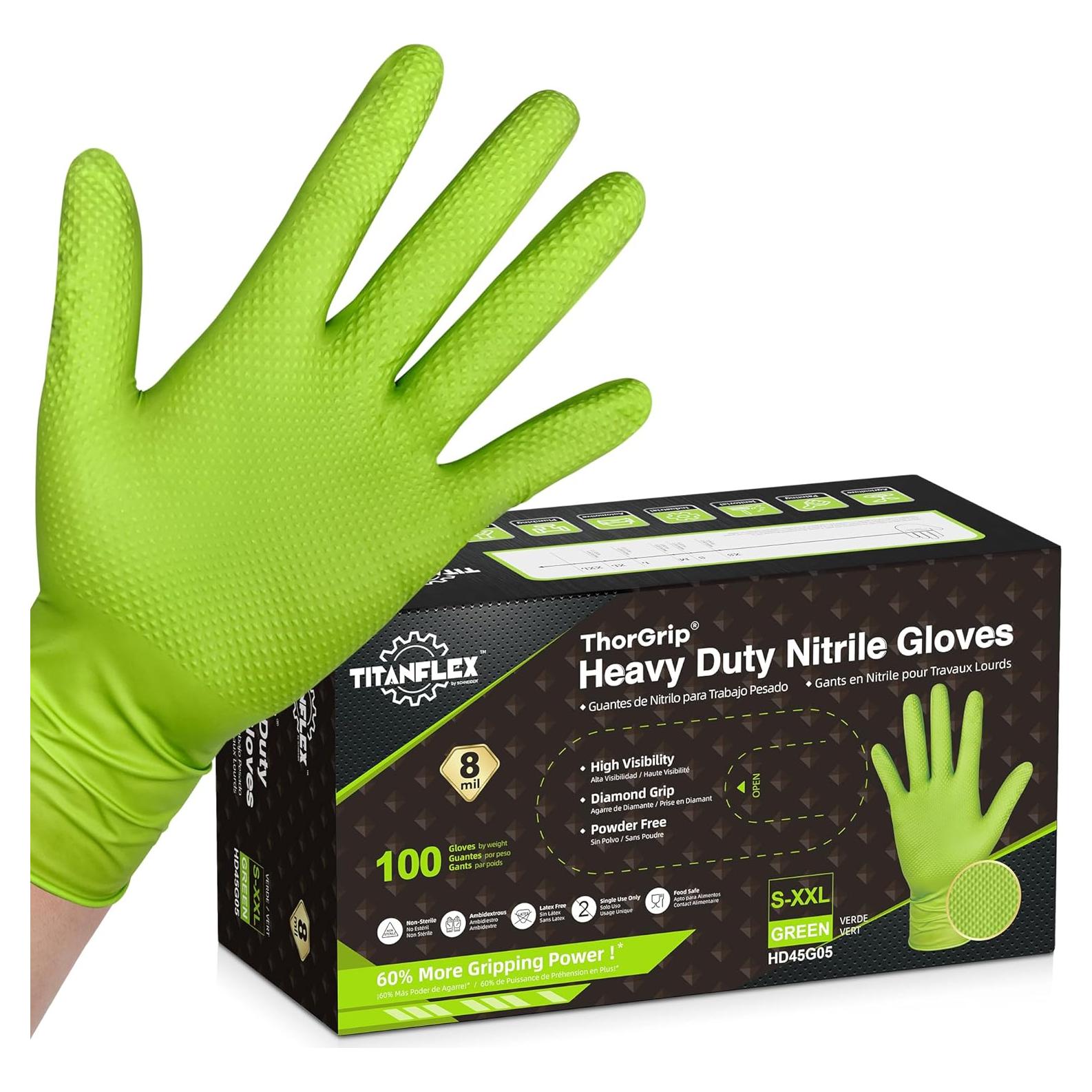 Guantes de Nitrilo TitanFlex HD45G12 Verde 8-mil Texturizados