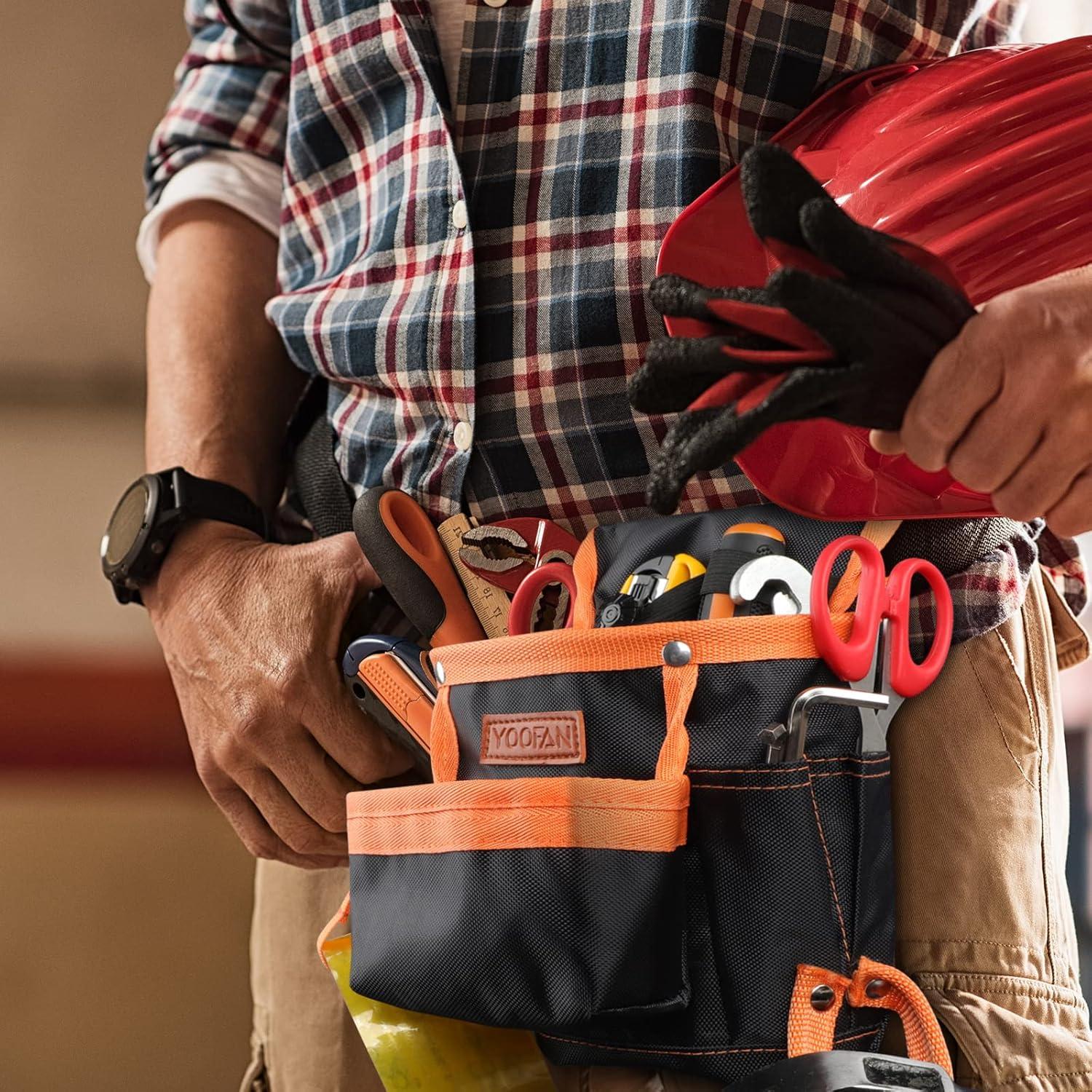 Bolsa de Herramientas YOOFAN Cinturón Naranja 6 Bolsillos