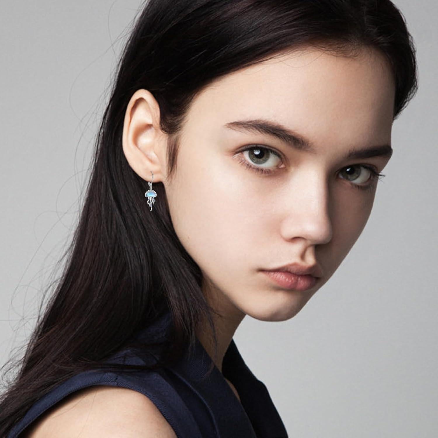 Pendientes de Plata Esterlina 925 Medusa 14x8mm Hipoalergénicos