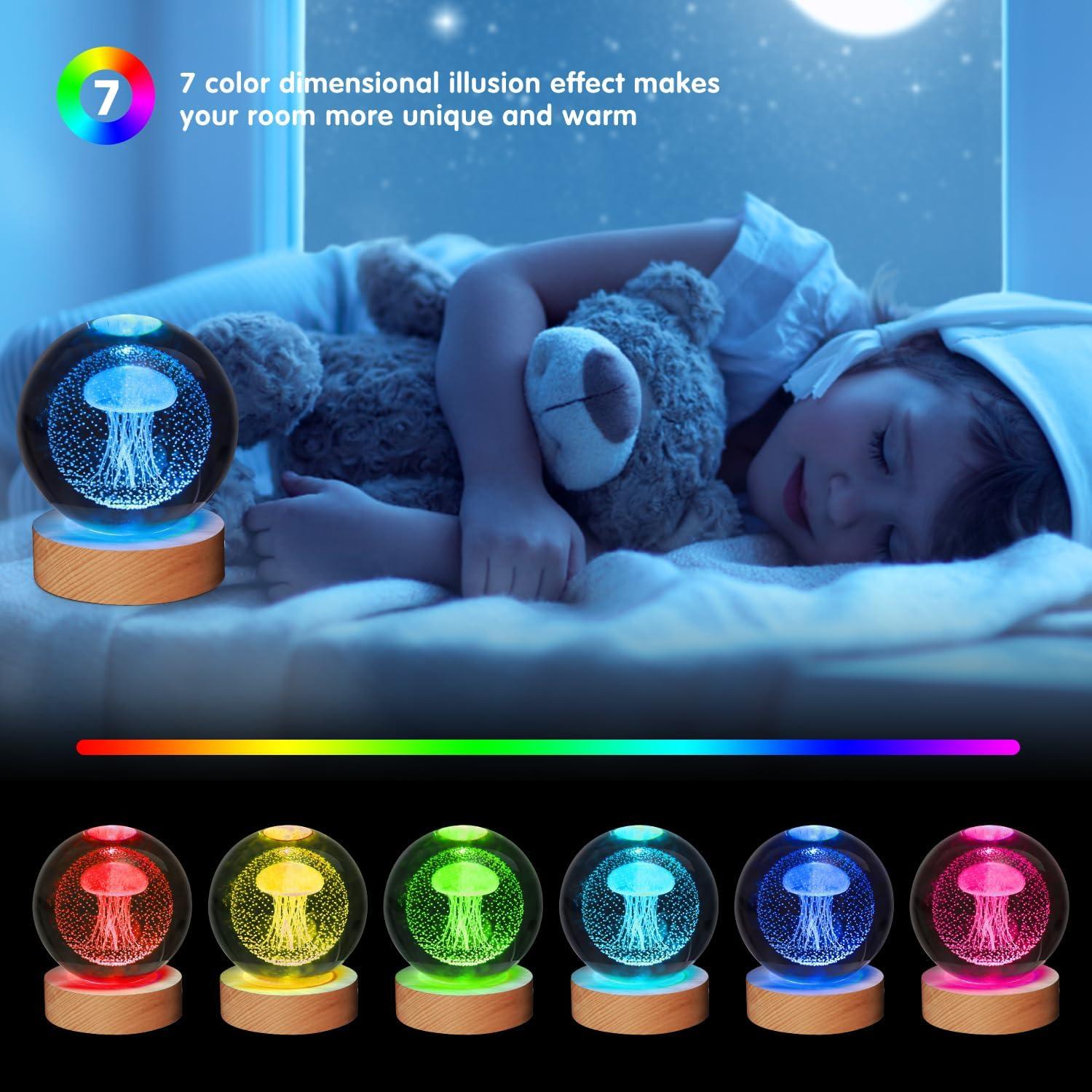 Lámpara 3D Medusa YAZJIWAN 8 cm Cambio de Color LED