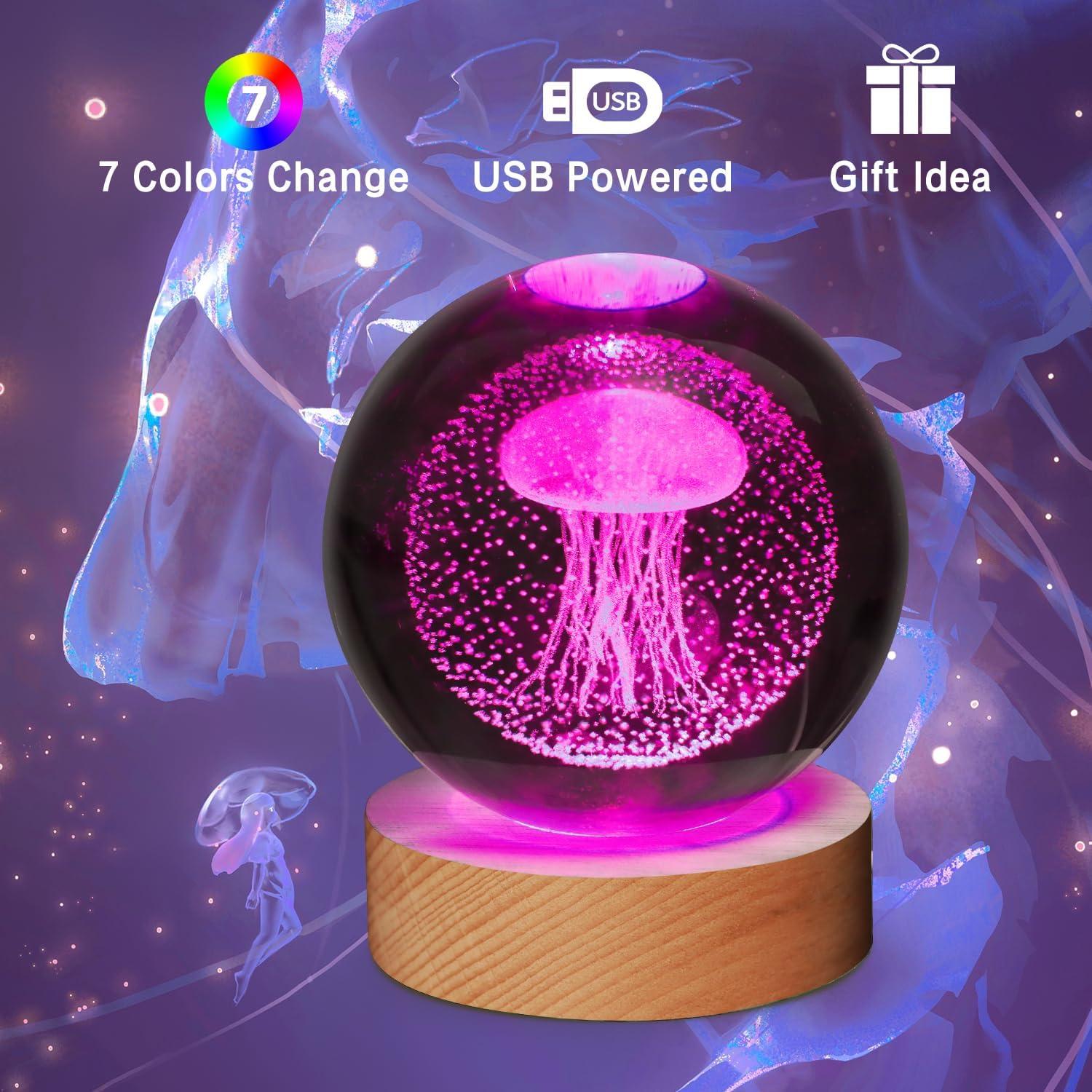 Lámpara 3D Medusa YAZJIWAN 8 cm Cambio de Color LED