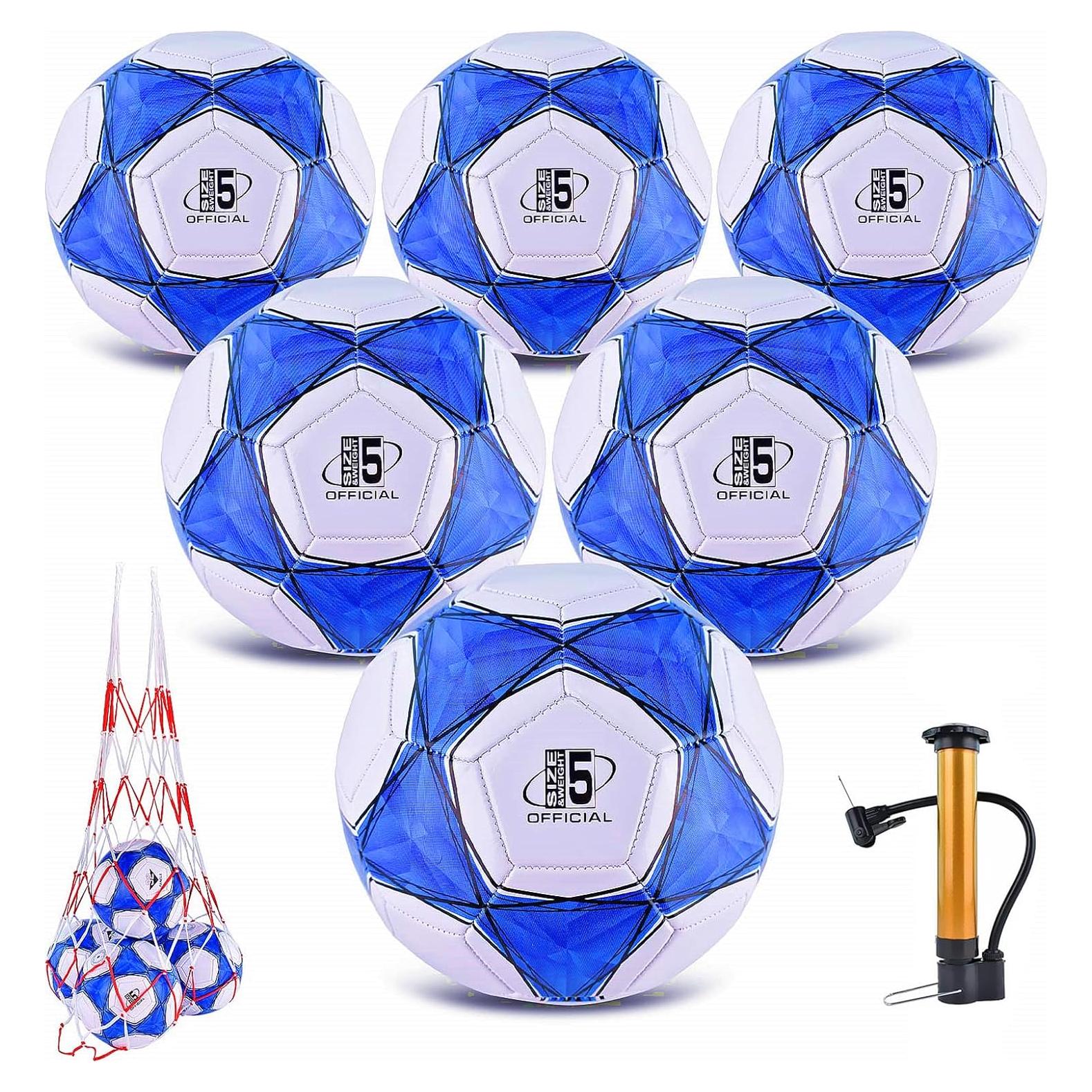 Paquete de 6 Balones de Fútbol ELKCIP Tamaños 3, 4 y 5