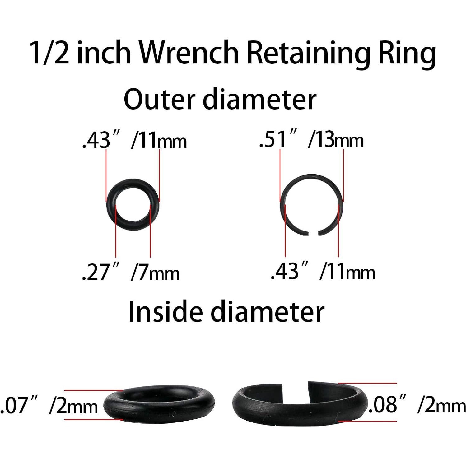 5 Juegos de Anillos de Retención 1/2" TUZkozs - Acero Aleado