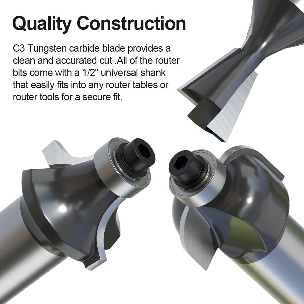 Juego de Brocas de Router FivePears - 12 Piezas Mango 12mm