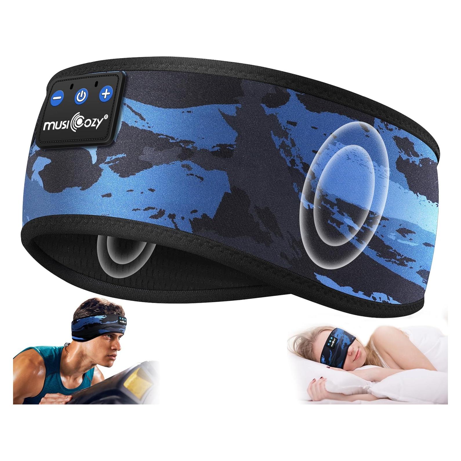 Auriculares Bluetooth MUSICOZY para Dormir y Deporte - Camuflaje Azul