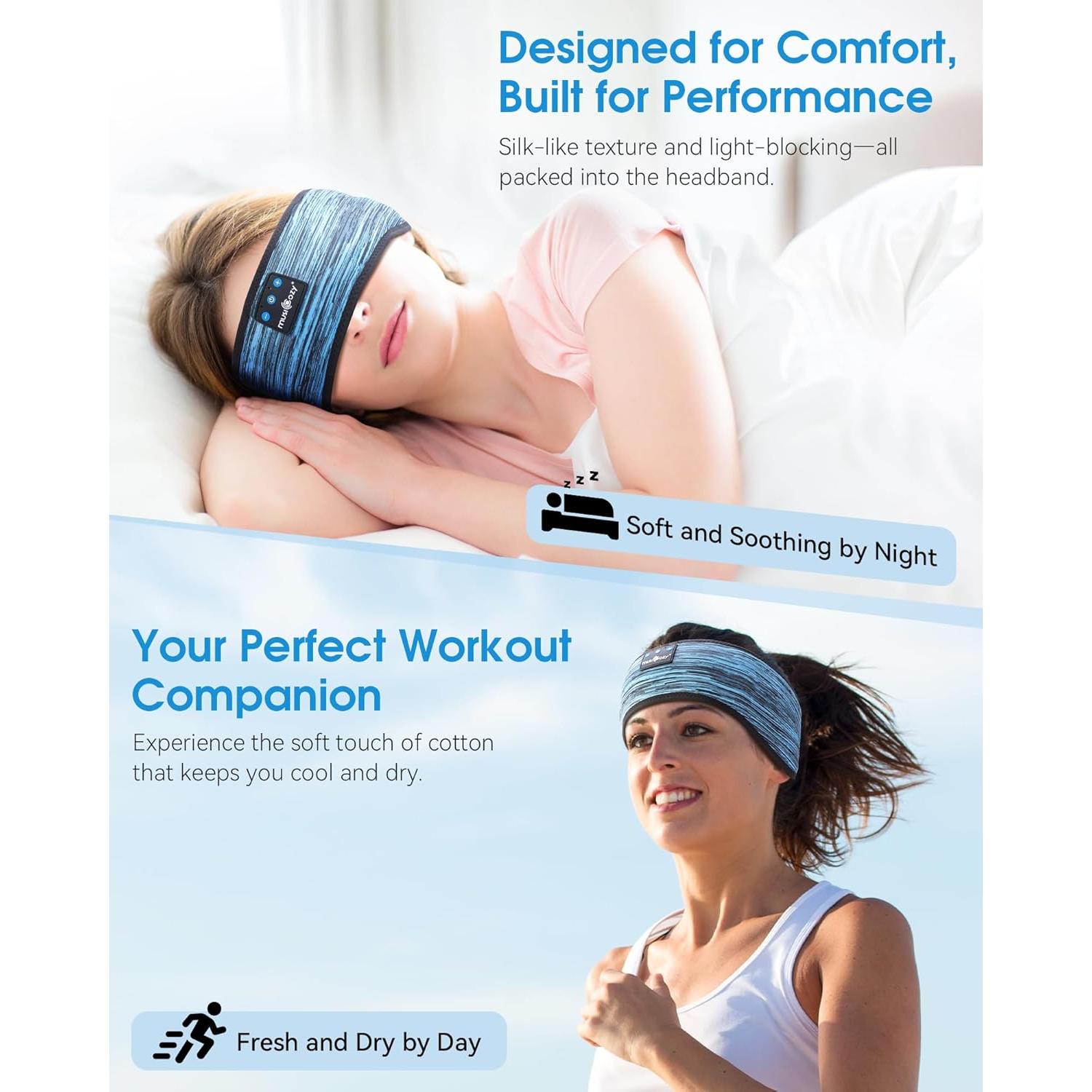 Auriculares para Dormir Bluetooth MUSICOZY Banda Cabeza 5.4