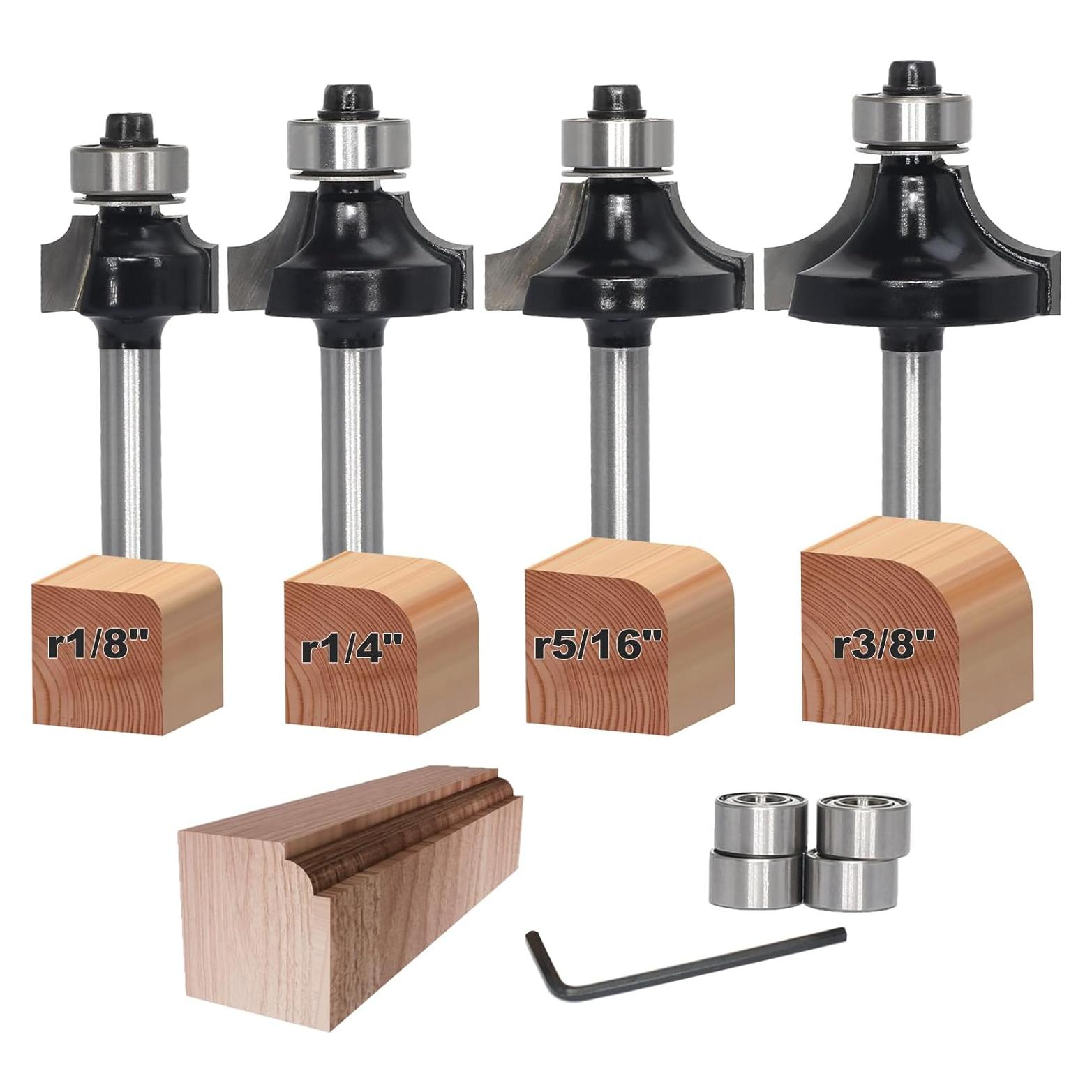 Juego de 4 Brocas Redondeadas Akylin Eje 1/4" (6.35mm)