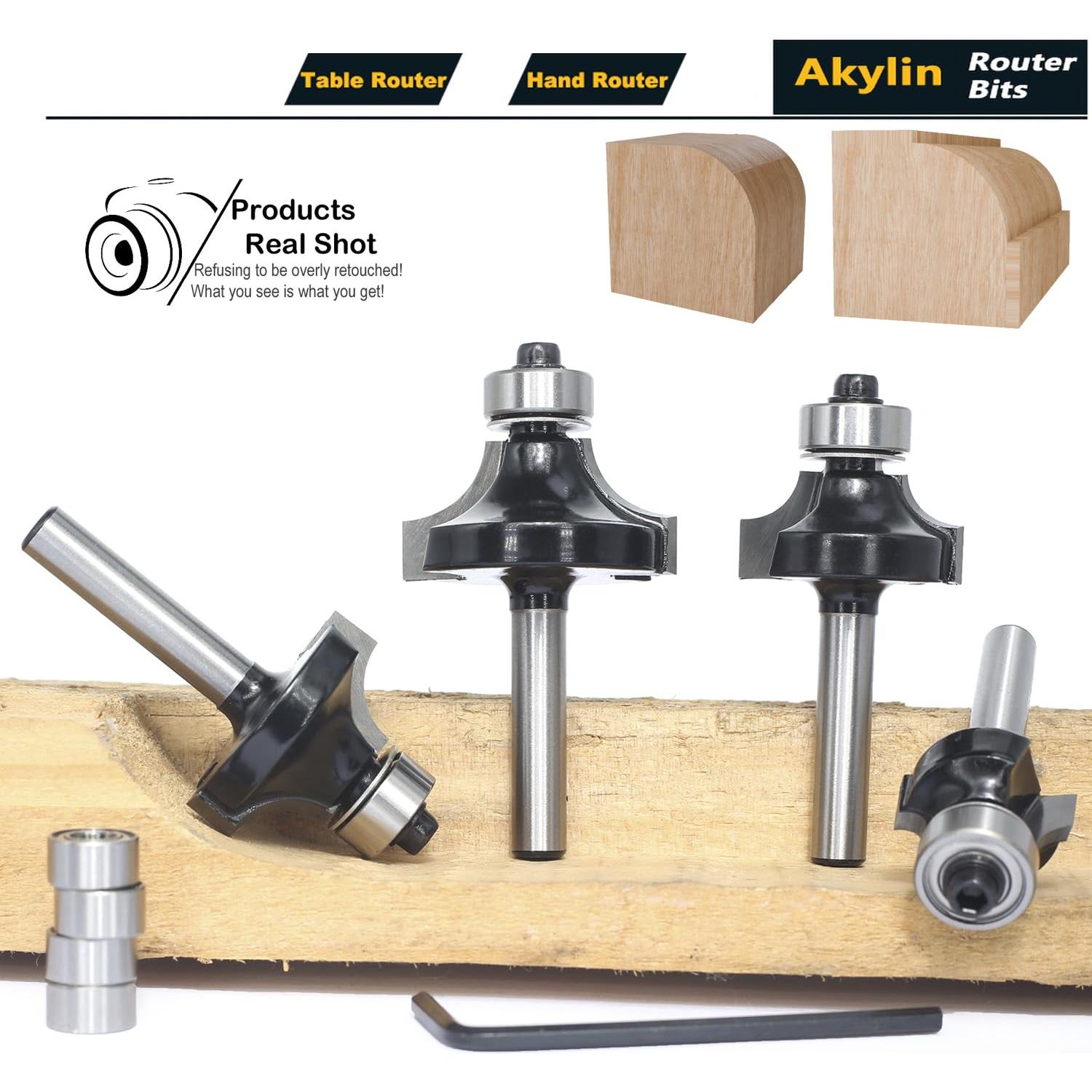 Juego de 4 Brocas Redondeadas Akylin Eje 1/4" (6.35mm)