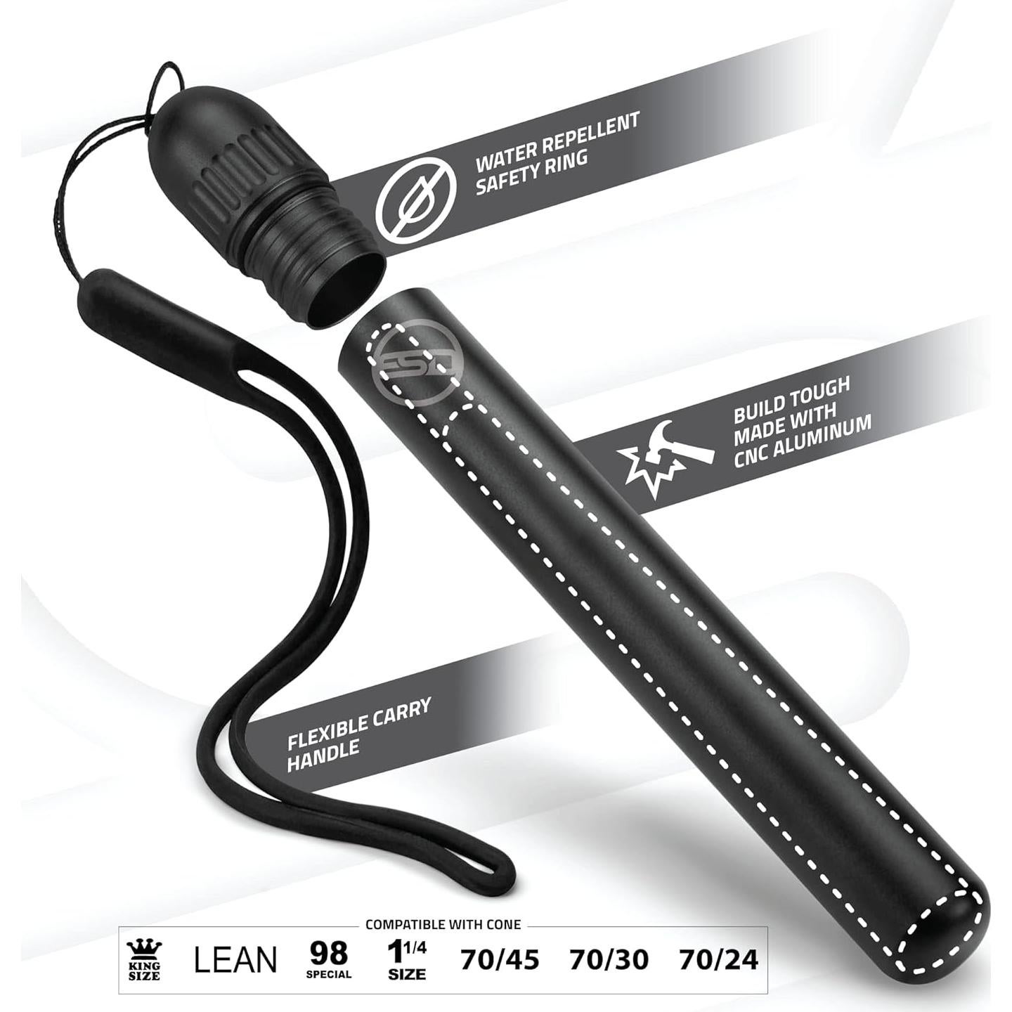 Contenedor de Tubo Metálico ESD Negro 11.43 cm Impermeable