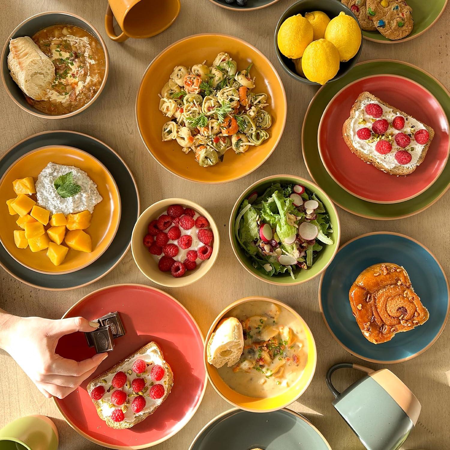 Juego de Platos de Cerámica Mora - Set de 6 - 19.81 cm - Apto Microondas y Lavavajillas