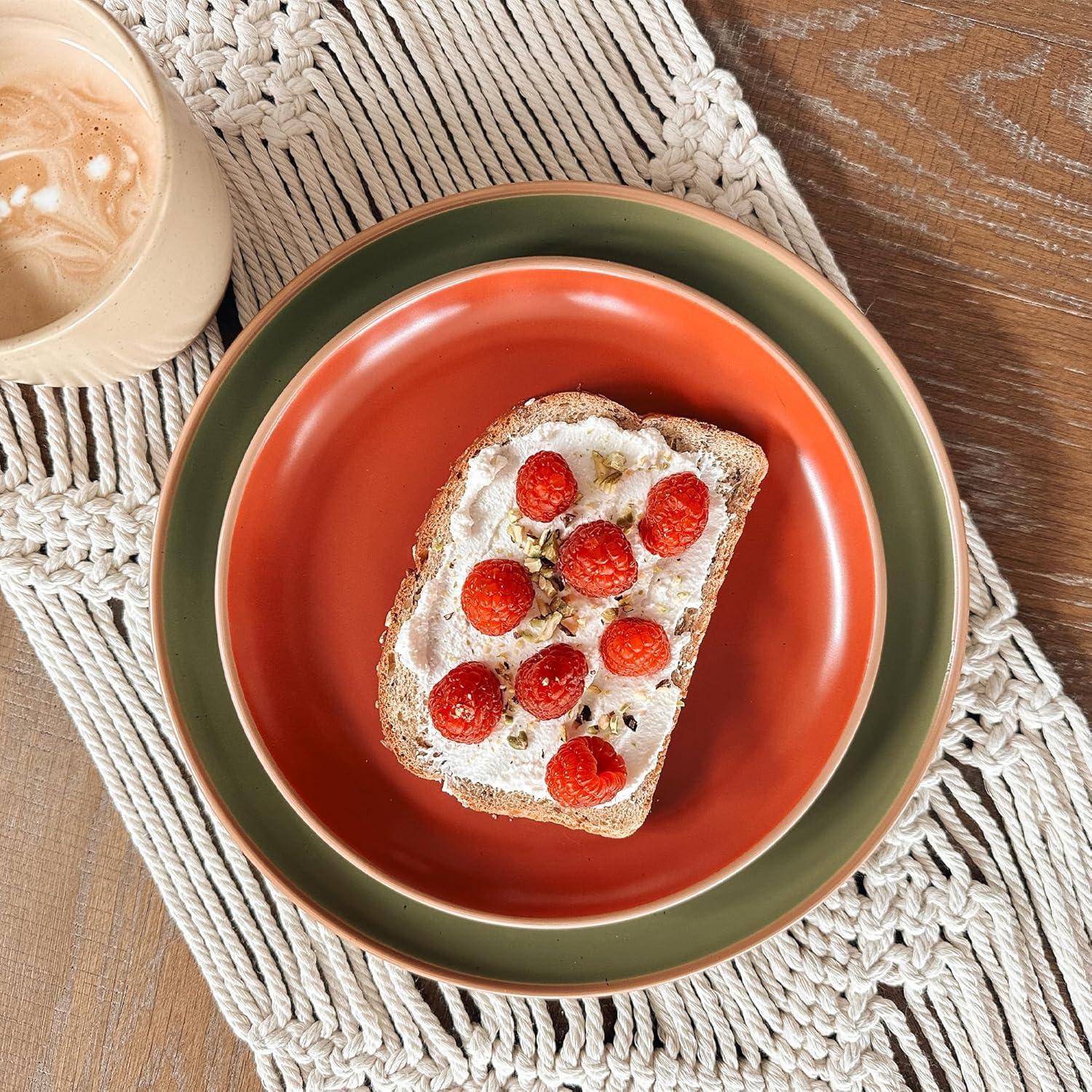 Juego de Platos de Cerámica Mora - Set de 6 - 19.81 cm - Apto Microondas y Lavavajillas