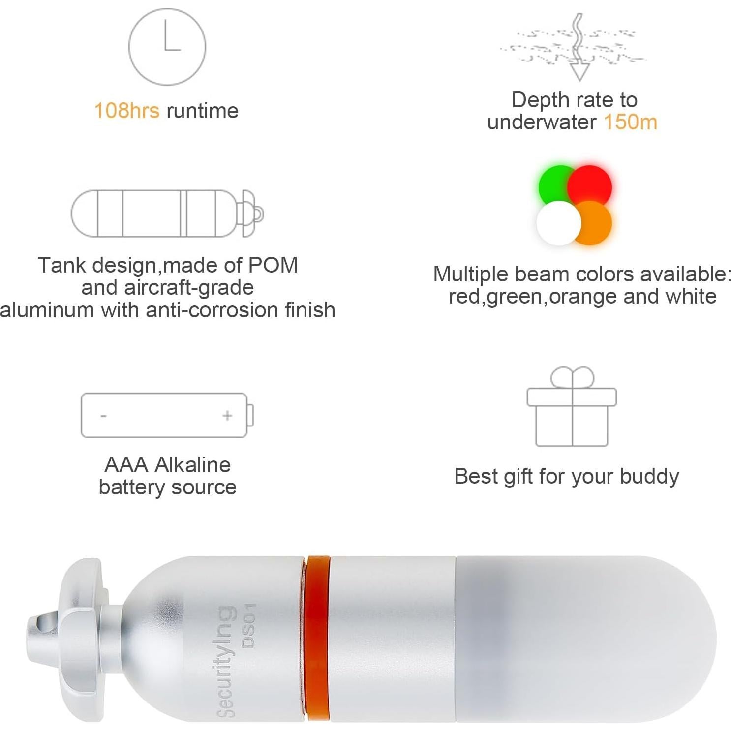 Luz de Señal Estroboscópica SecurityIng Azul para Buceo