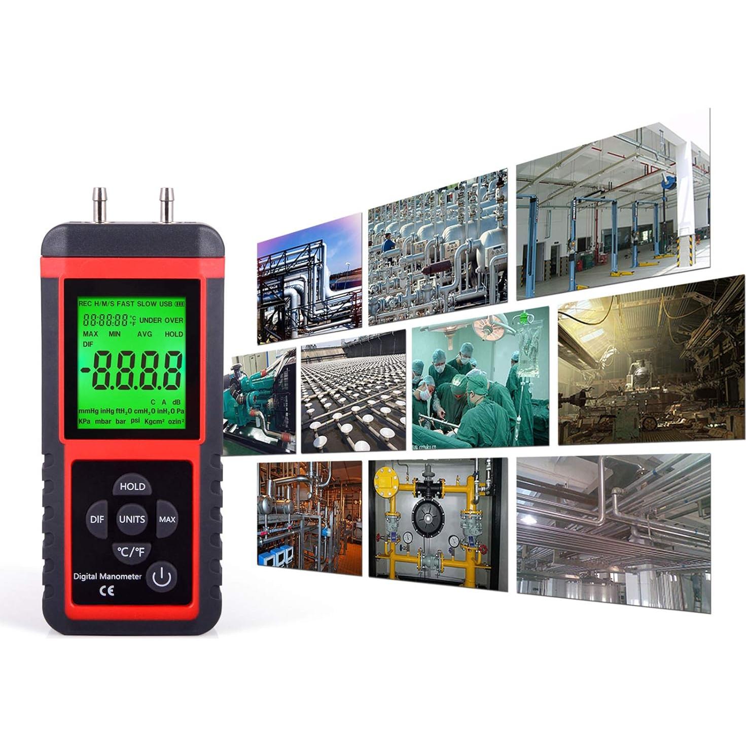 Manómetro Digital Ehdis Doble Puerto para Gas y Aire