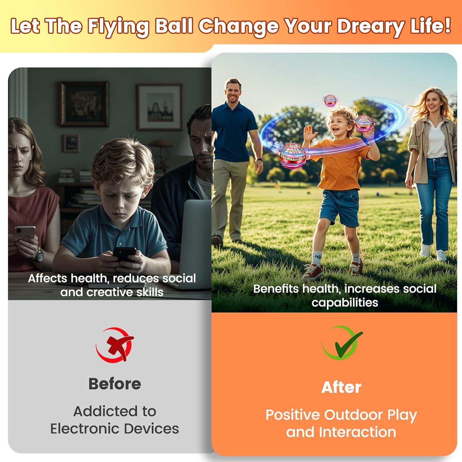 Bola Voladora LED NWLAEWR Mini Drone Rojo Brillante