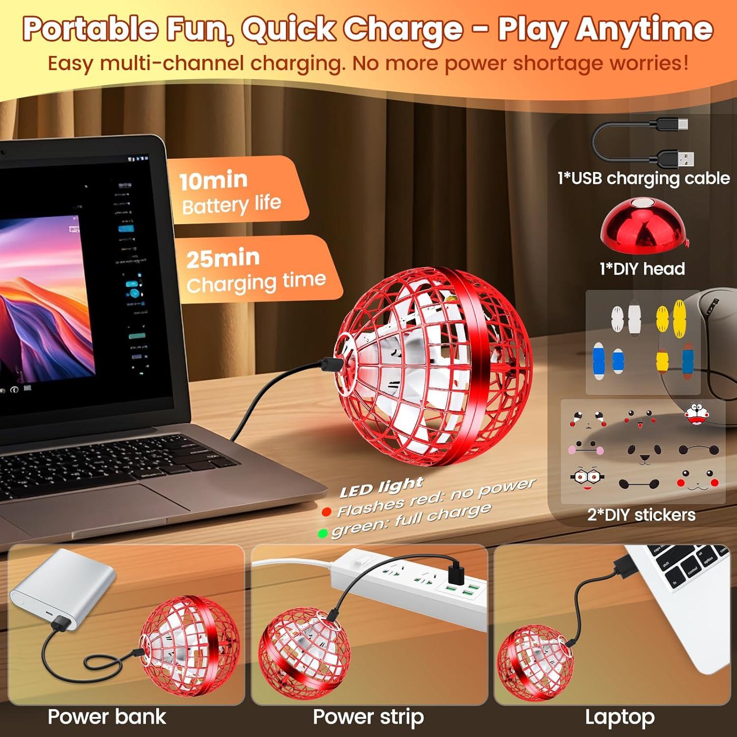 Bola Voladora LED NWLAEWR Mini Drone Rojo Brillante