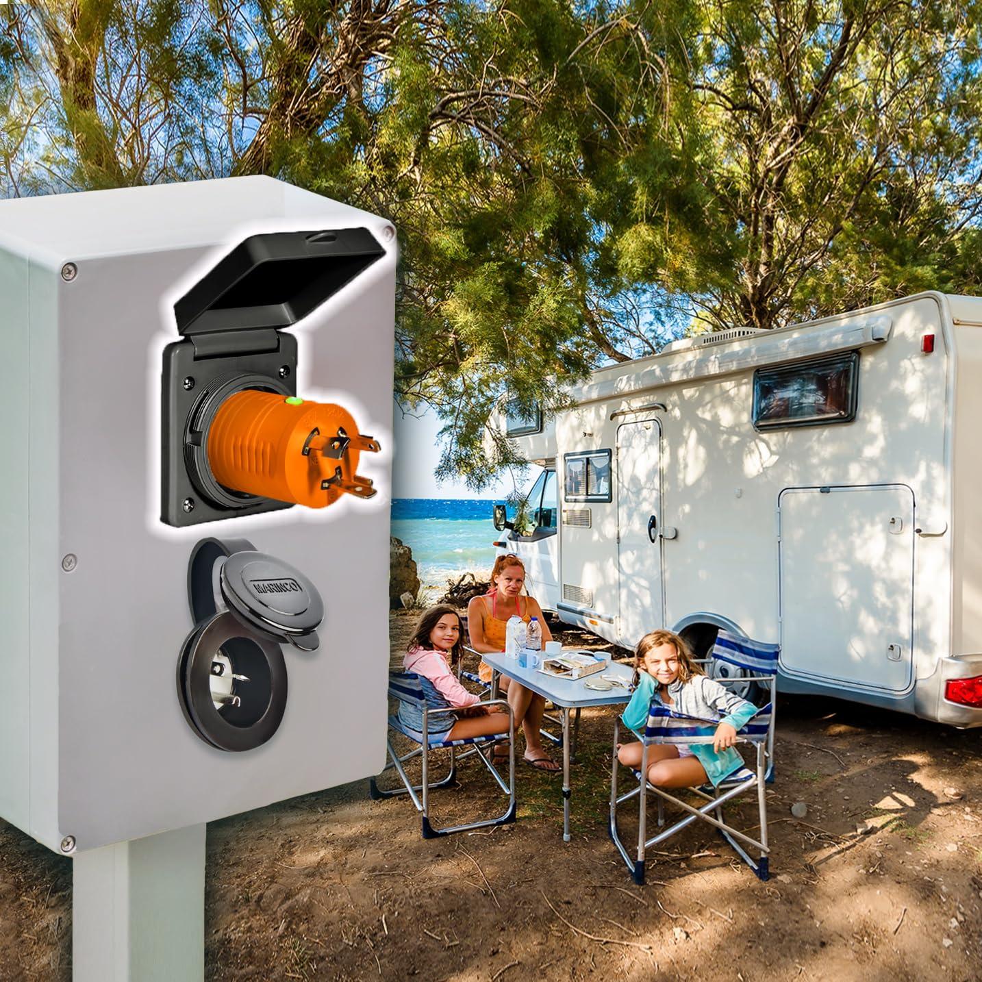 Adaptador RV 30A TAIWAN L5-30P a TT-30R con LED