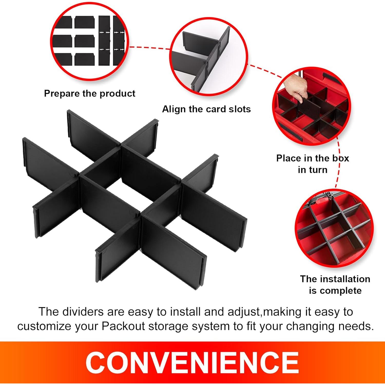 Divisores de Cajón Packout VYH 48-22-8473 Negro - 3 Piezas