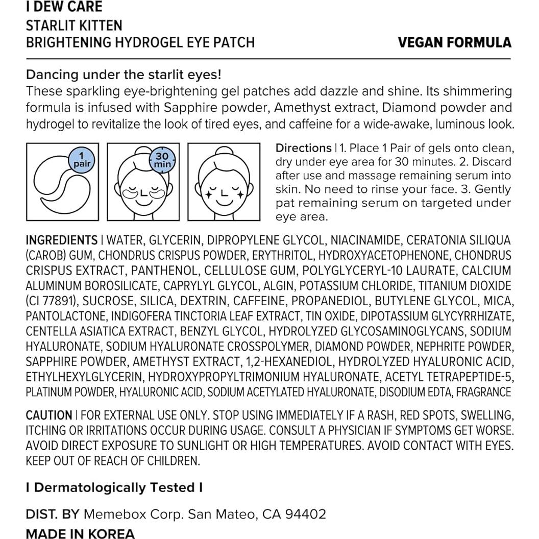 I DEW CARE Parche Hidrogel Gatito Estrellado para Ojos 5 EA