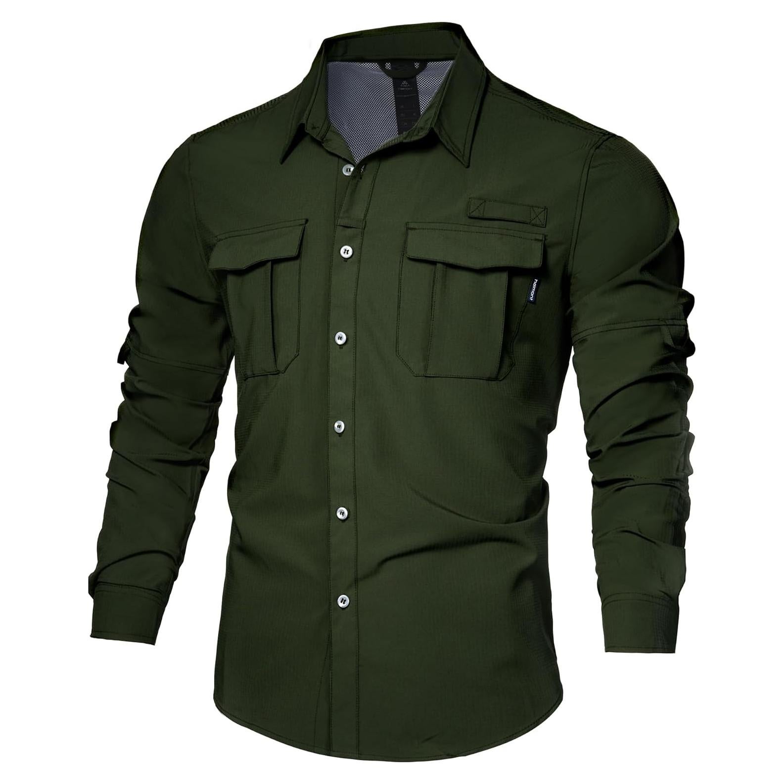Camisa de Pesca Haimont UPF50+ Hombre Verde Ejercito Manga Larga