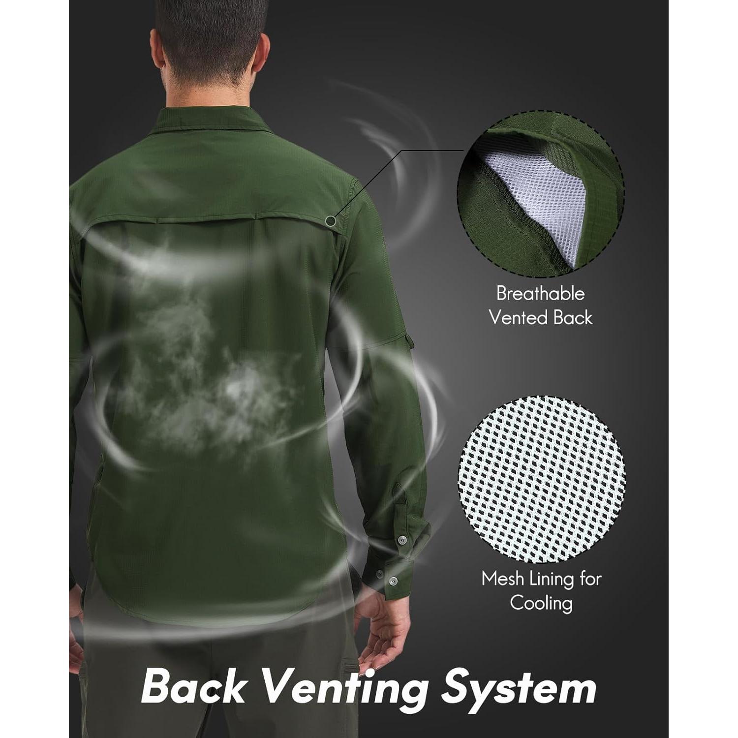 Camisa de Pesca Haimont UPF50+ Hombre Verde Ejercito Manga Larga