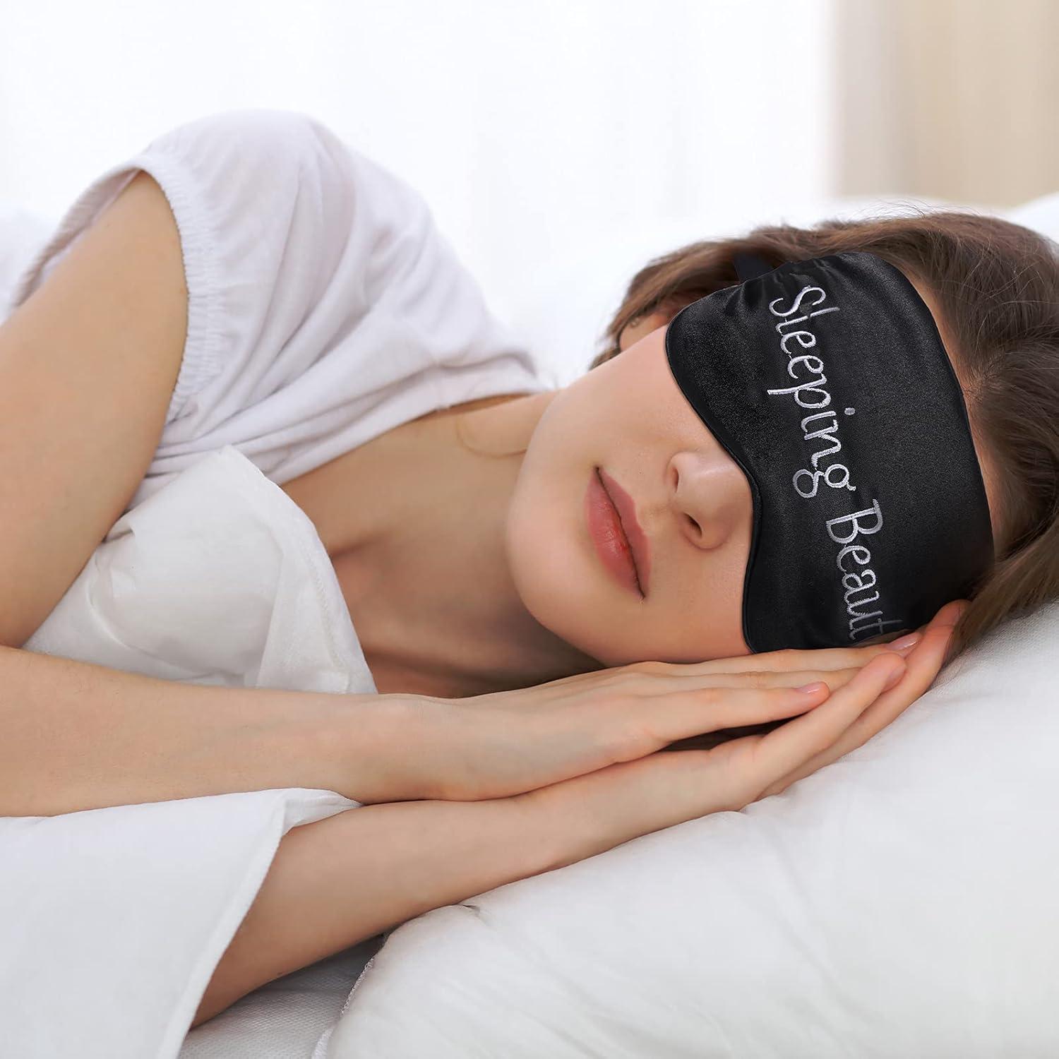Geyoga 4 Piezas Máscaras de Ojos de Seda Ajustables para Dormir