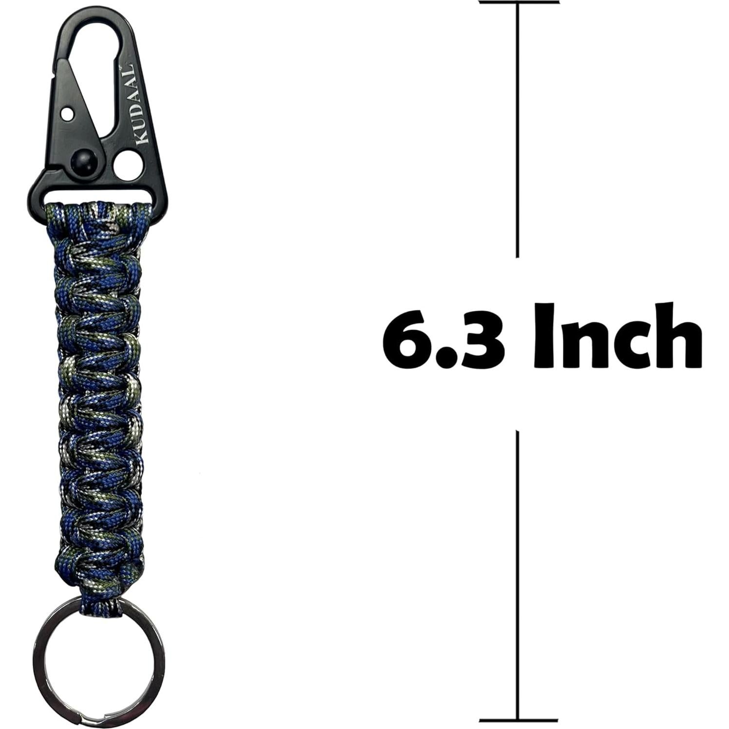 Llave de Paracord KUDAAL con Mosquetón y Clip Ampliado 16 cm