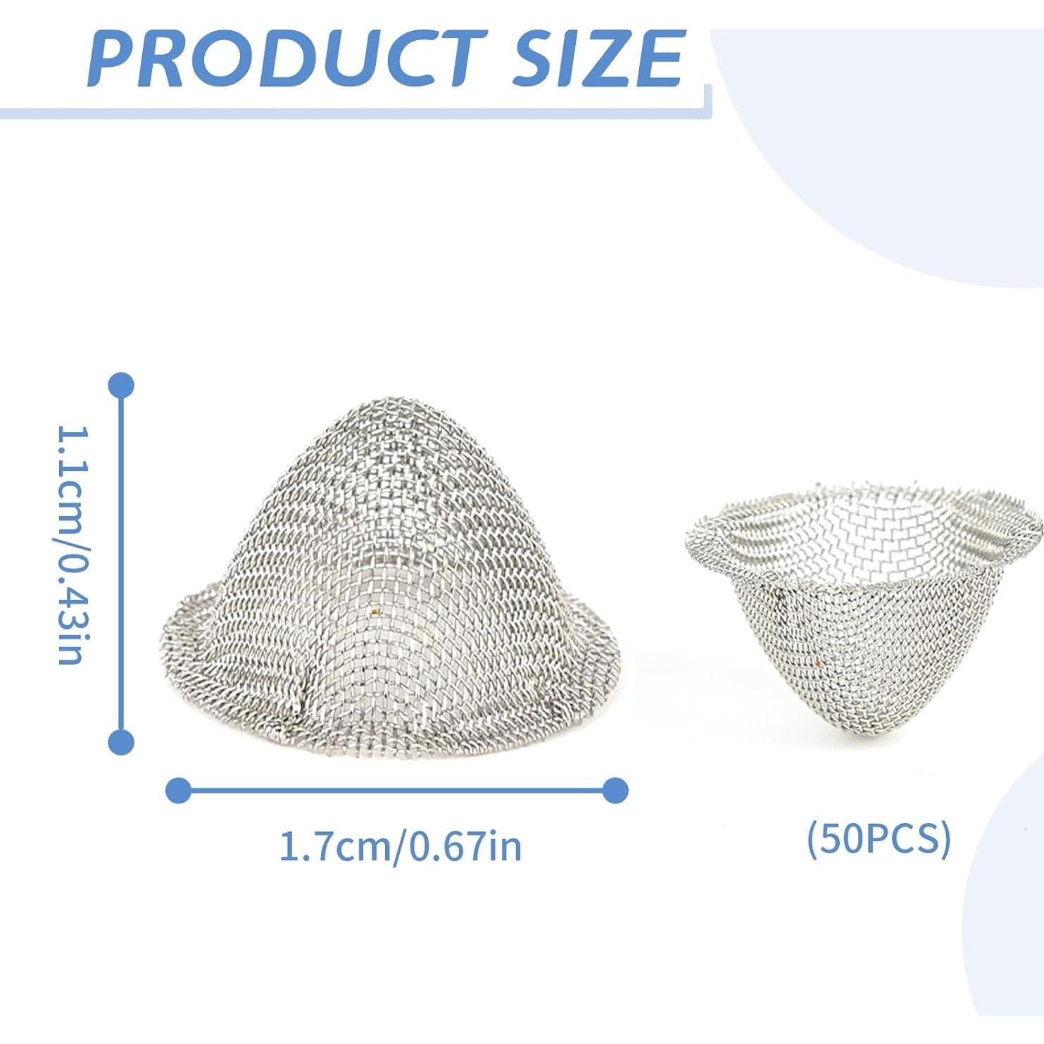 50 Pantallas de Tubo Acero Inoxidable Kojcijs 1.6 cm Reutilizables