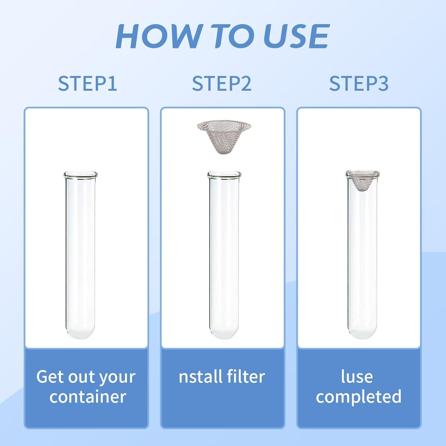 50 Pantallas de Tubo Acero Inoxidable Kojcijs 1.6 cm Reutilizables