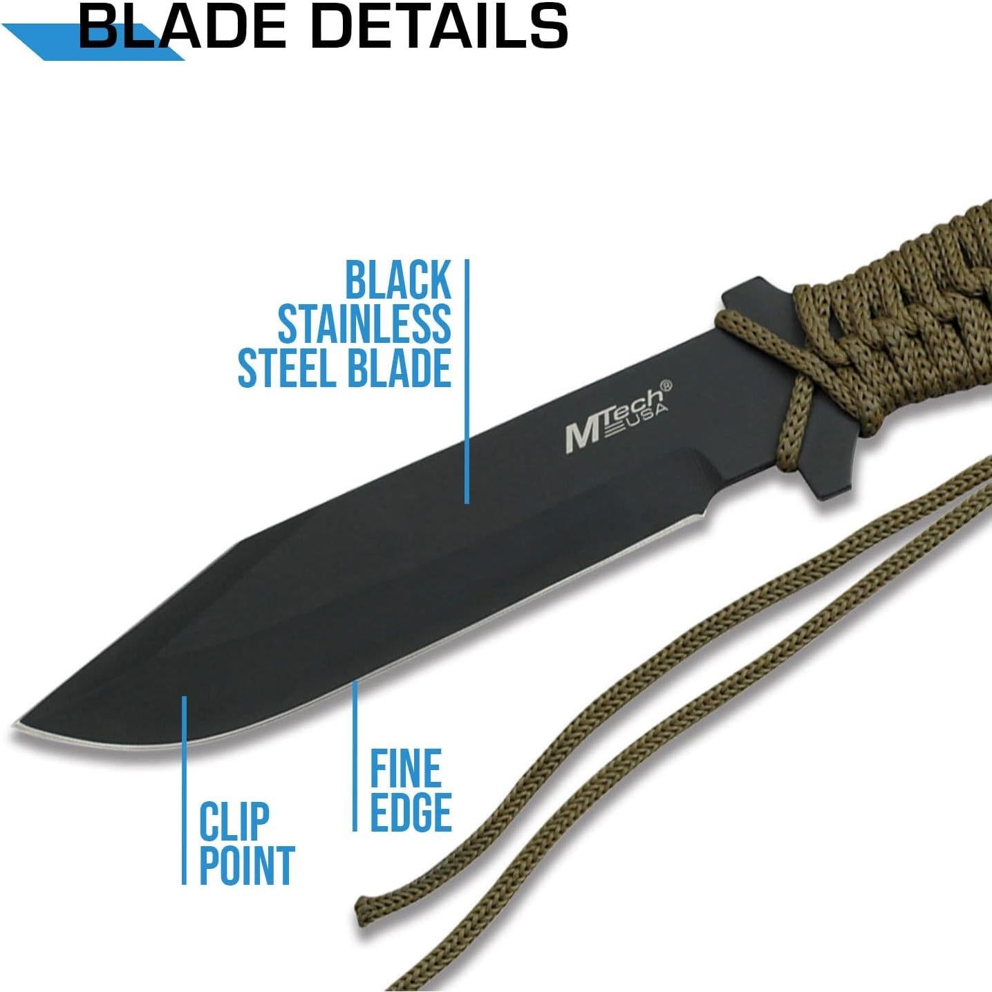 Cuchillo de Hoja Fija MTech USA MT-528C Acero Inoxidable 14.61 cm