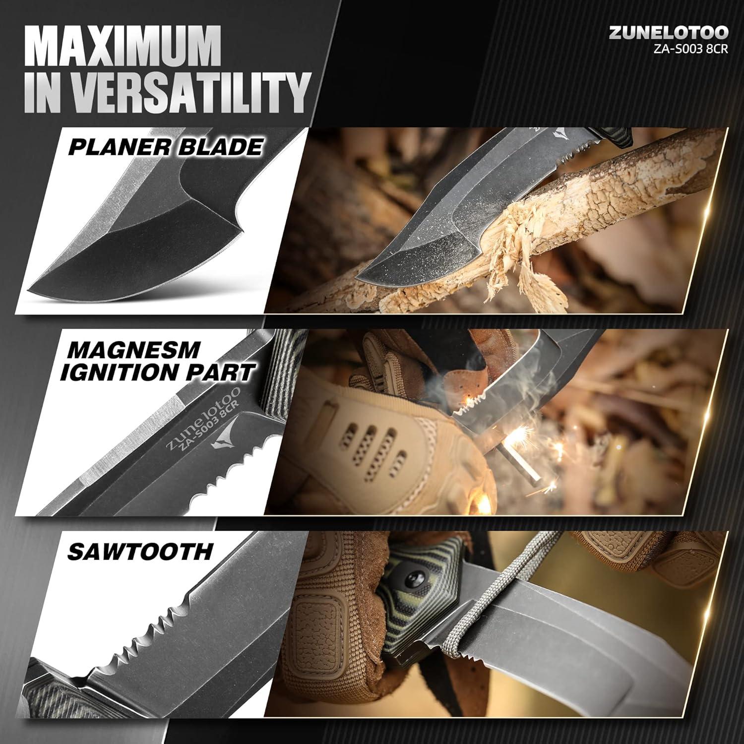 Cuchillo Táctico ZUNE LOTOO Bowie 23.88 cm con Funda Kydex