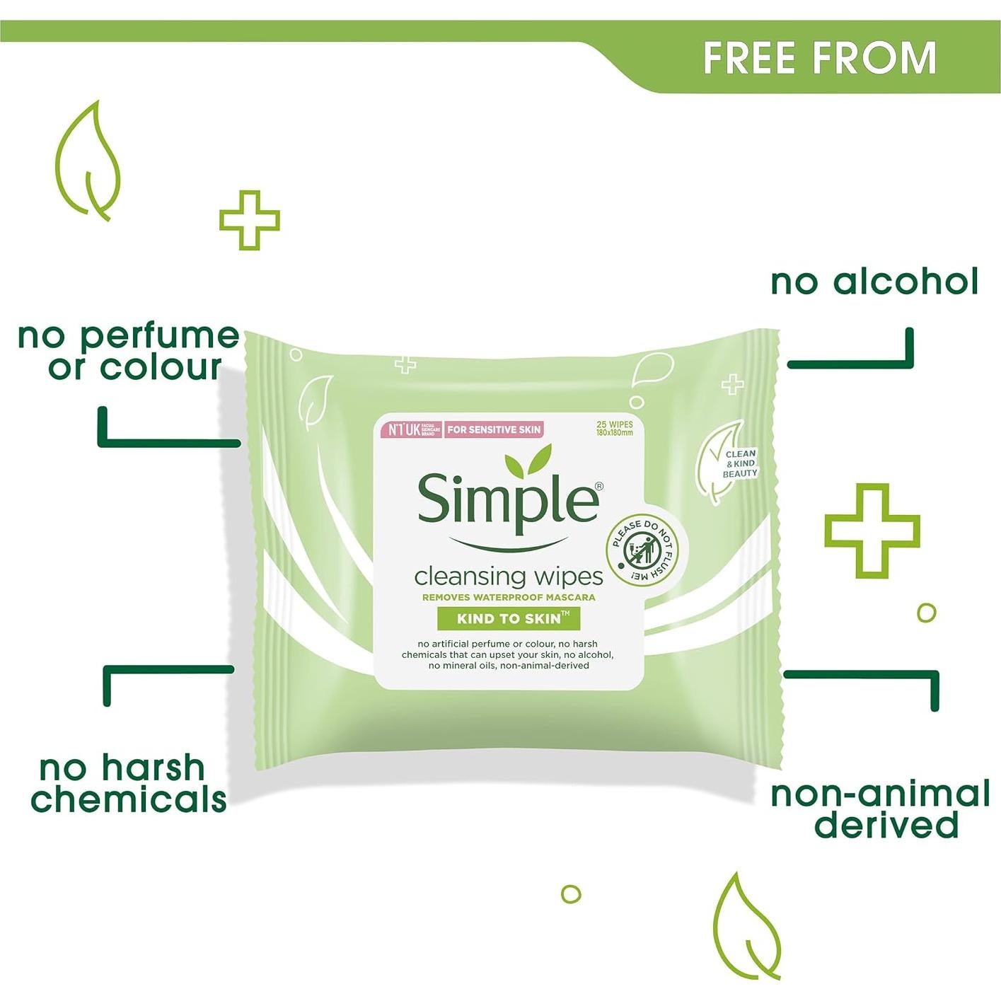 Toallitas Faciales Simple 25 Piezas para Piel Sensible