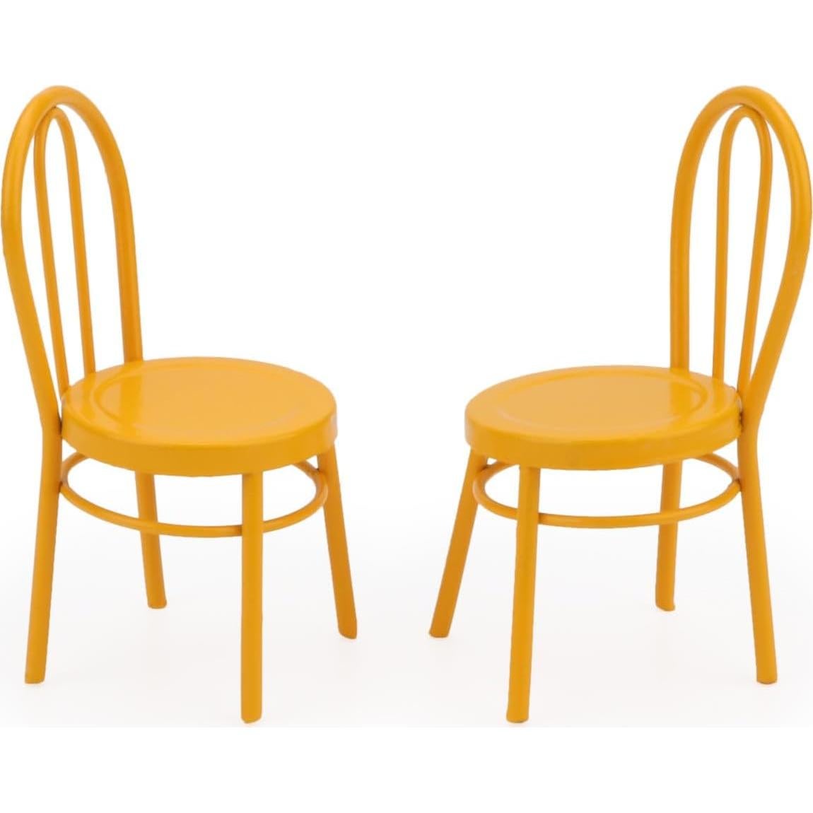 Juego 2 Sillas Miniatura Bistro Cutemini Hierro Amarillo 8.2cm