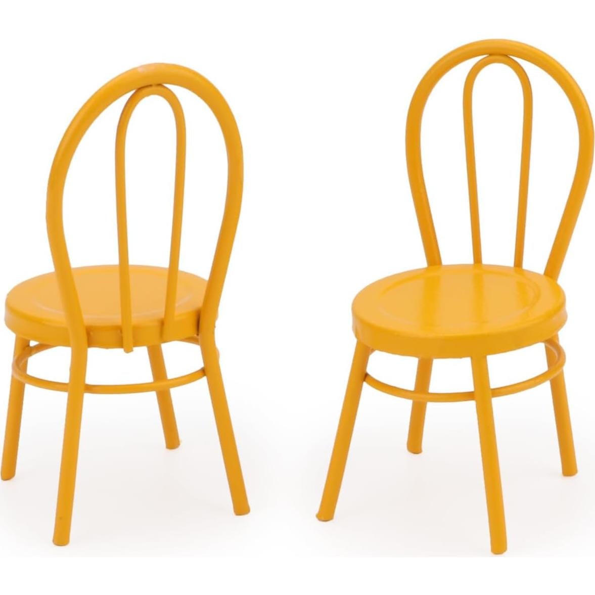 Juego 2 Sillas Miniatura Bistro Cutemini Hierro Amarillo 8.2cm