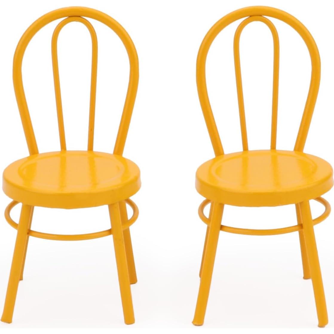 Juego 2 Sillas Miniatura Bistro Cutemini Hierro Amarillo 8.2cm