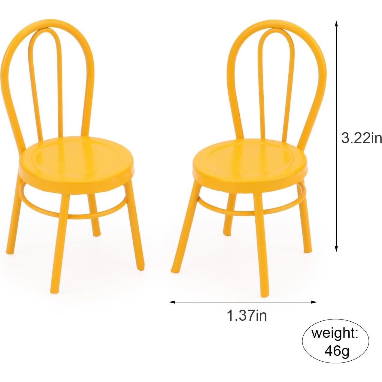 Juego 2 Sillas Miniatura Bistro Cutemini Hierro Amarillo 8.2cm