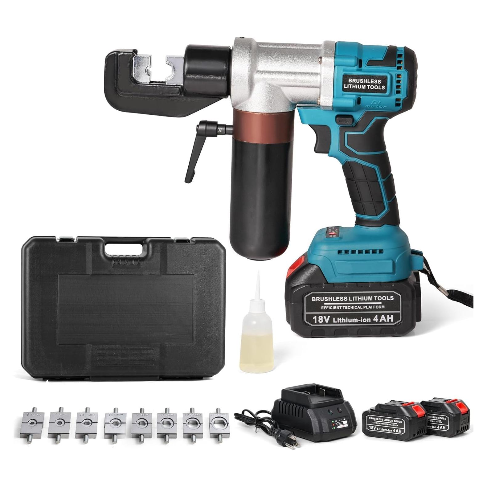 Crimpadora Eléctrica TOORGO MZS-70, 18V, 60KN, Kit Completo