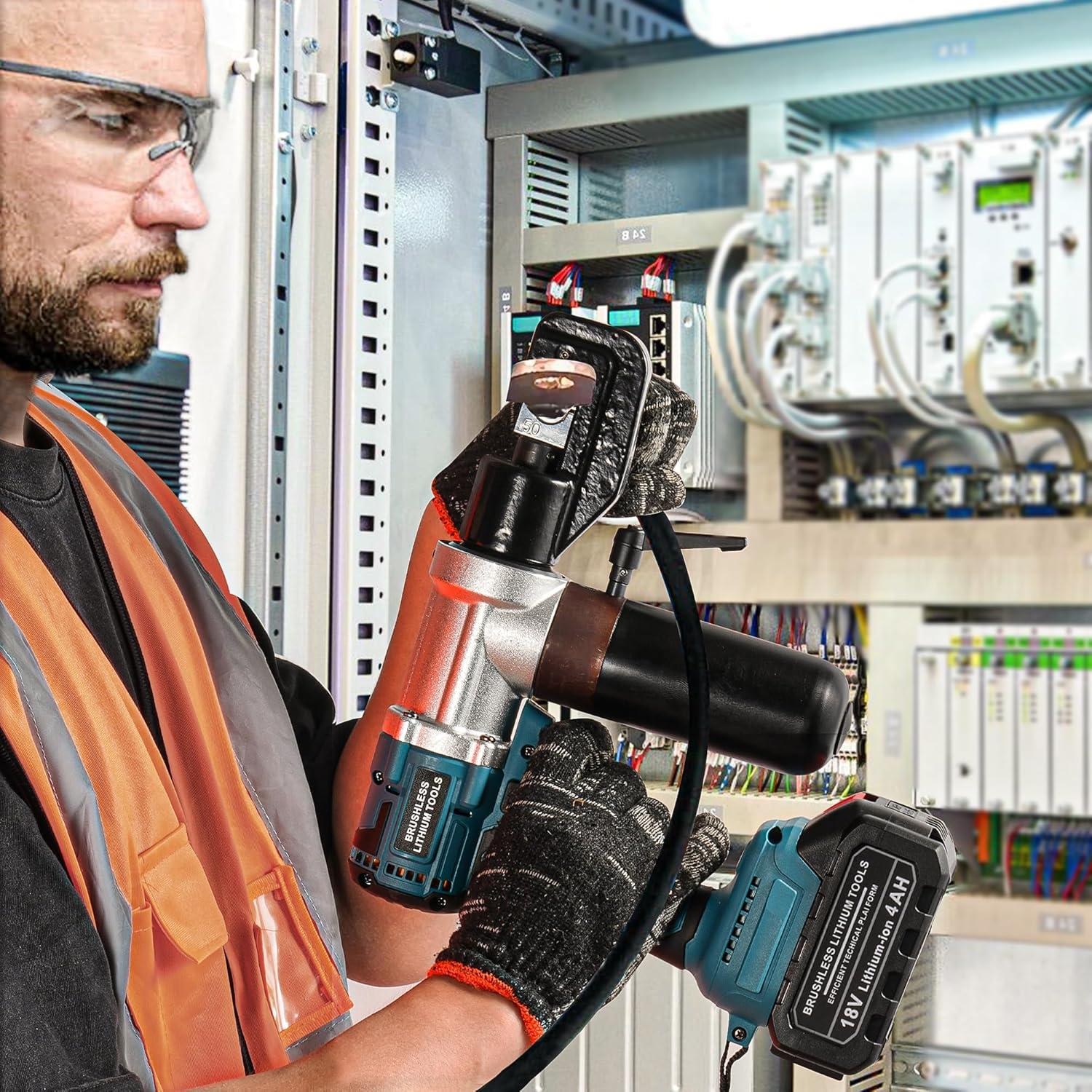 Crimpadora Eléctrica TOORGO MZS-70, 18V, 60KN, Kit Completo