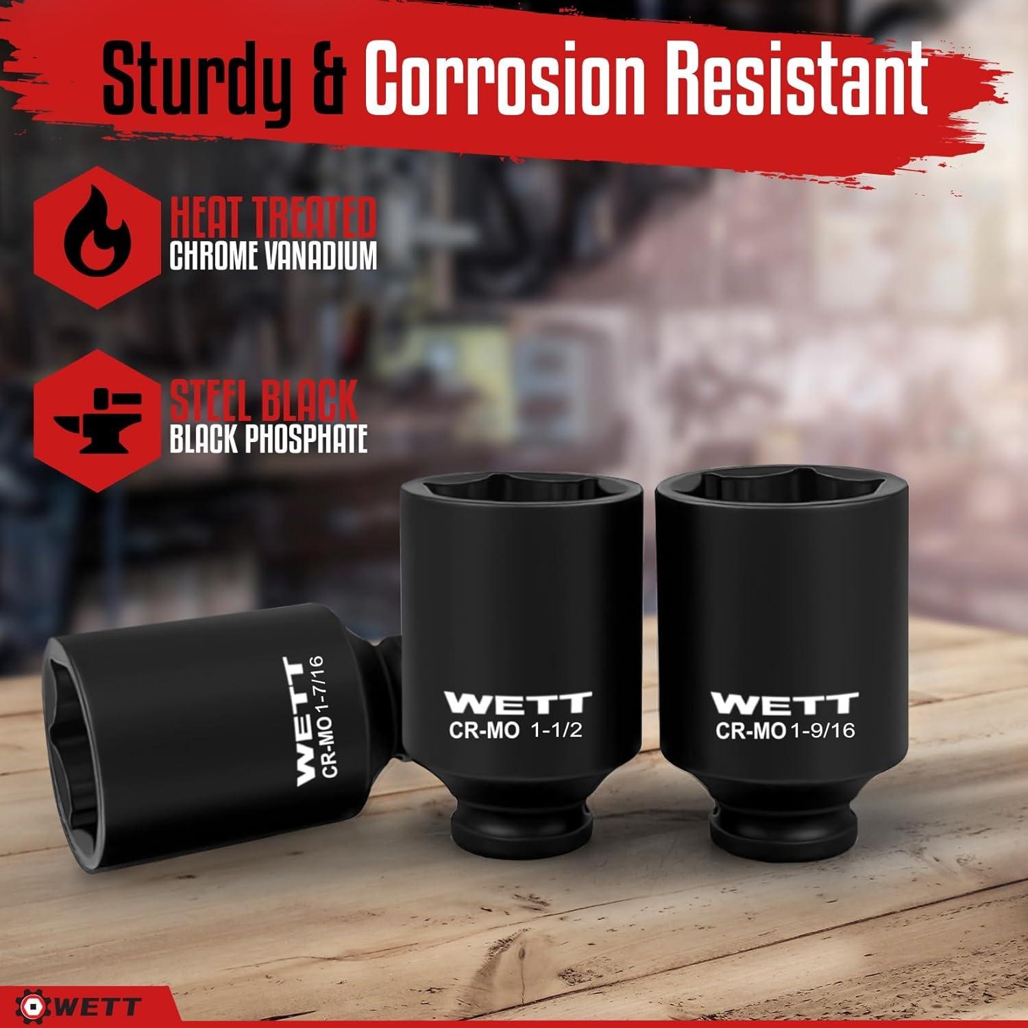 Juego de Enchufes de Impacto Profundos WETT 7 Piezas 1-3.5 a 4.4 cm