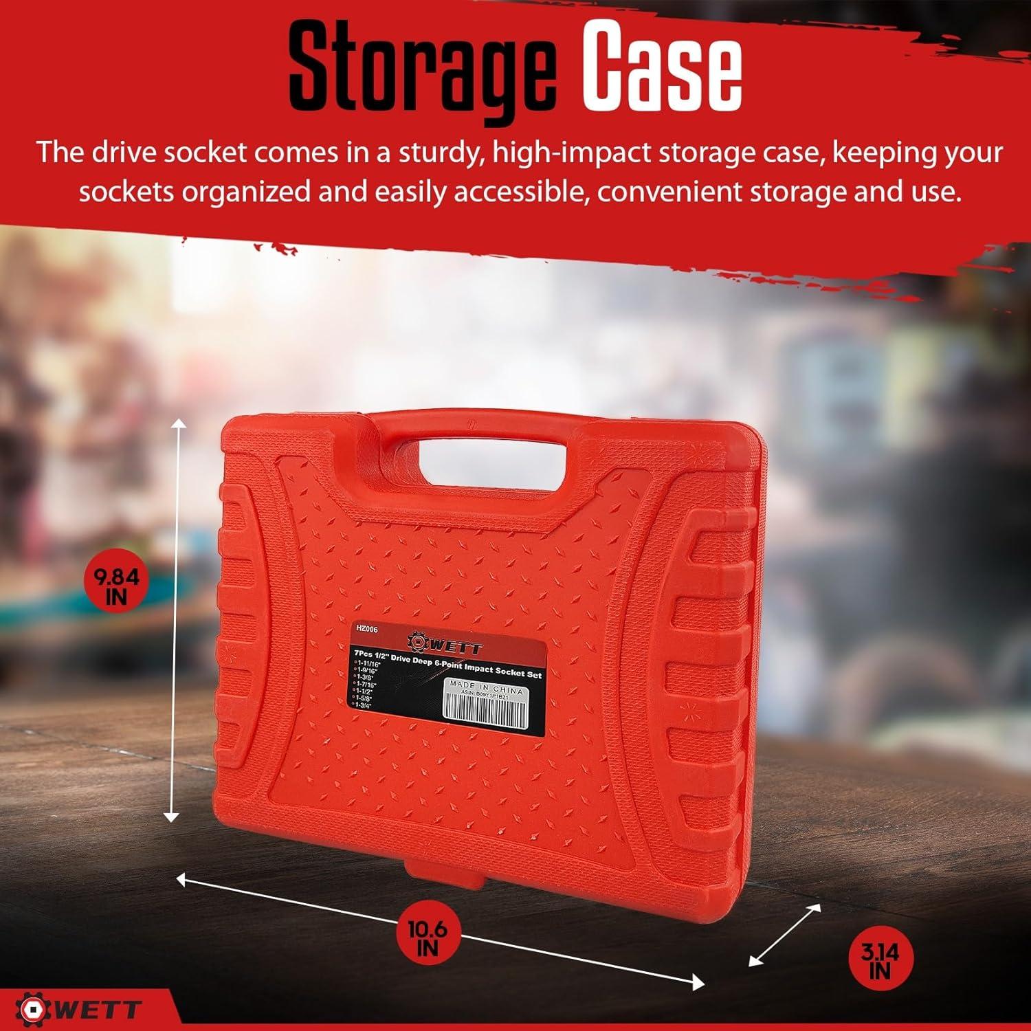 Juego de Enchufes de Impacto Profundos WETT 7 Piezas 1-3.5 a 4.4 cm