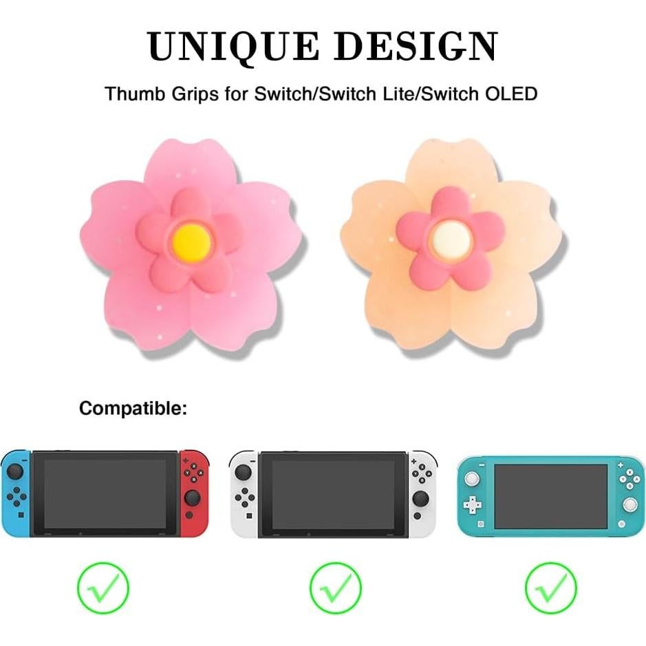 Tapas de Agarre para Joycon PERFECTSIGHT Sakura Rosa Naranja