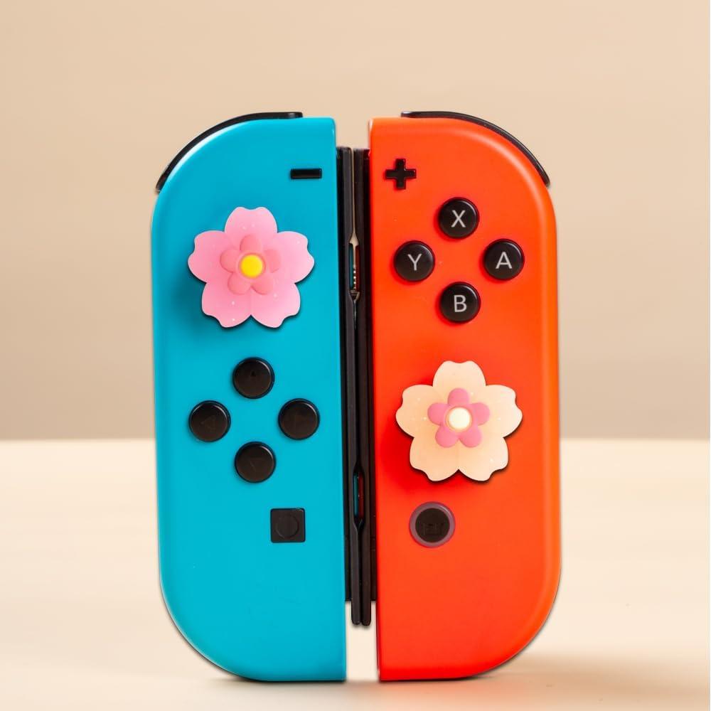 Tapas de Agarre para Joycon PERFECTSIGHT Sakura Rosa Naranja